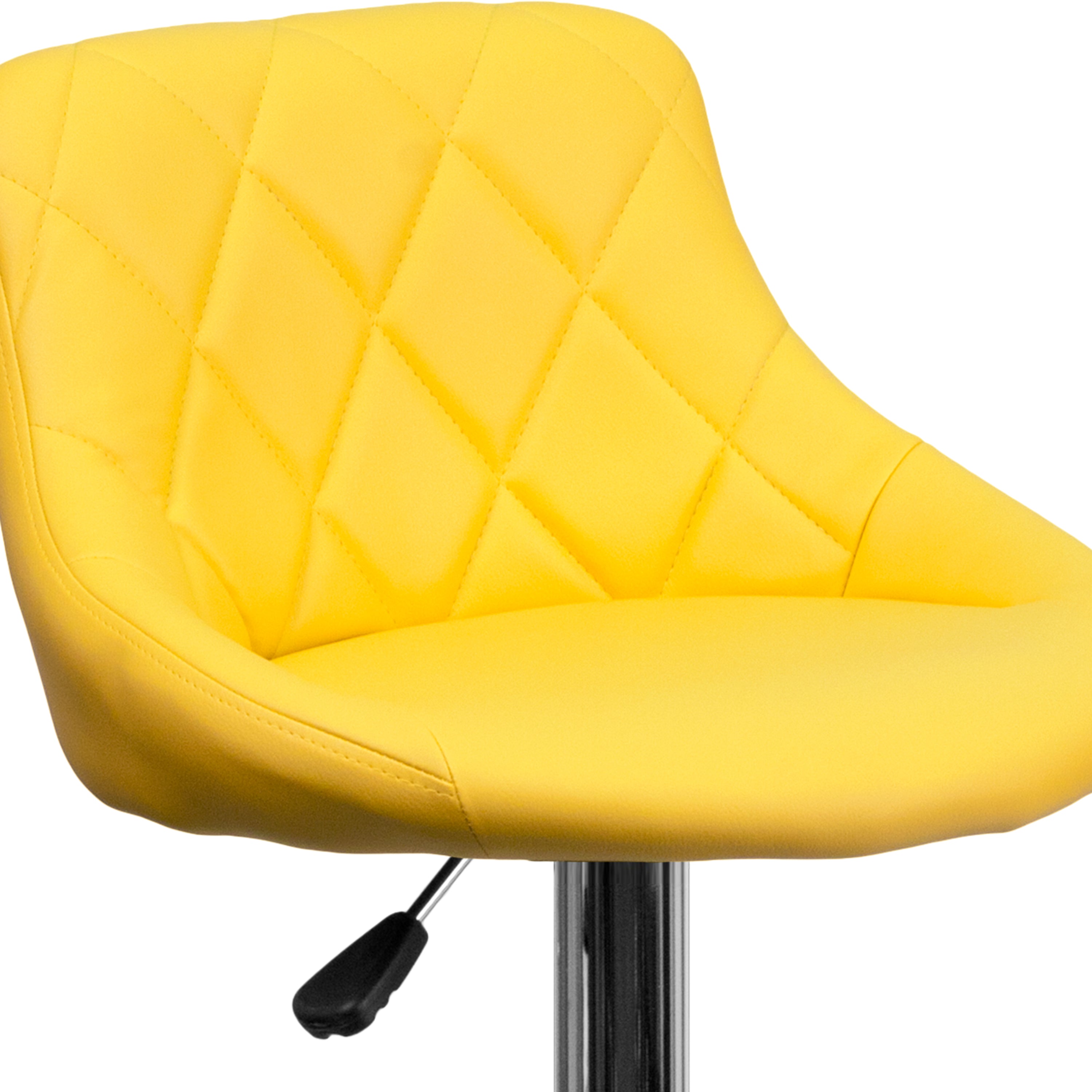 Contemporary Vinyl Bucket Seat Adjustable Height Barstool with Diamond Pattern Back and Chrome Base