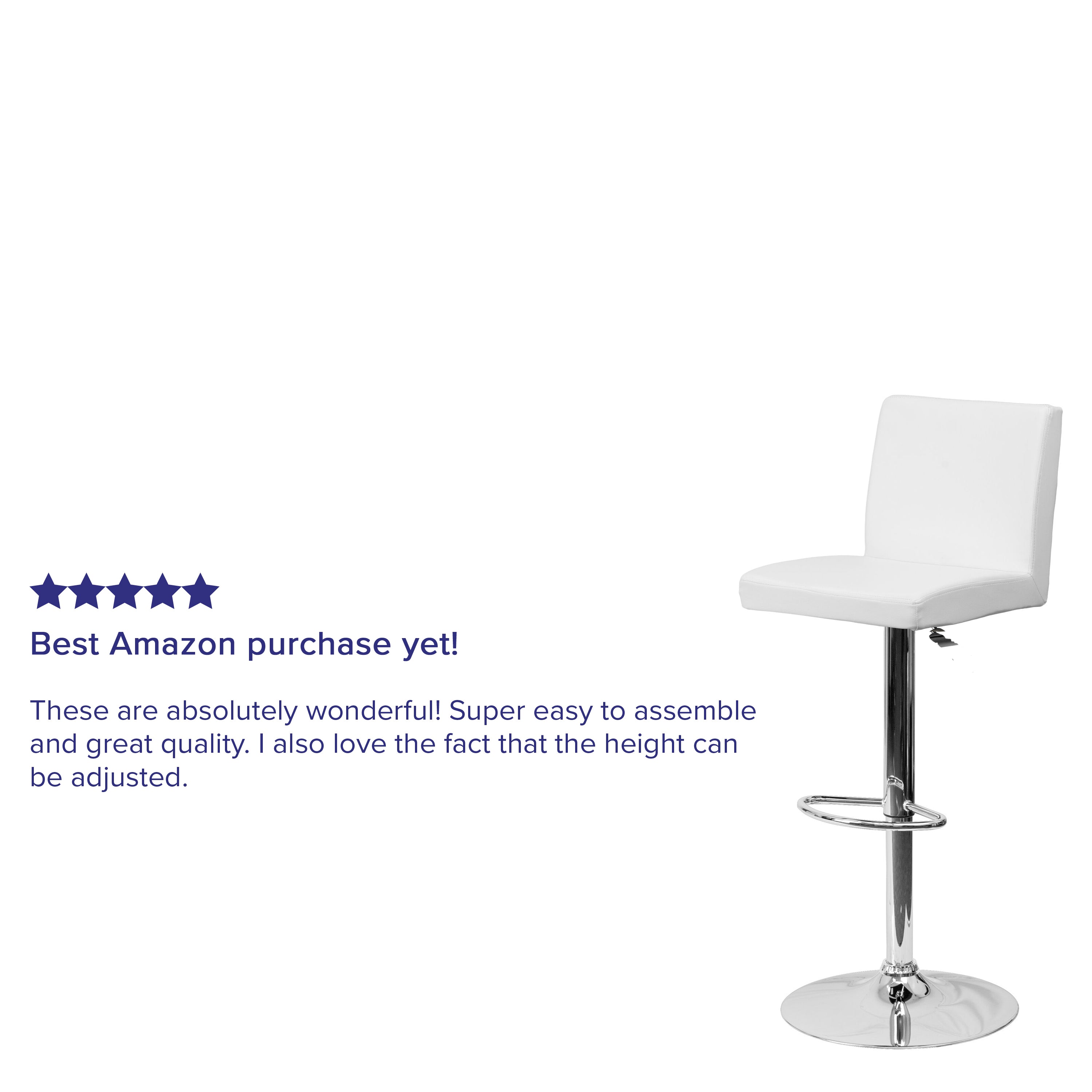 Contemporary Vinyl Adjustable Height Barstool with Panel Back and Chrome Base