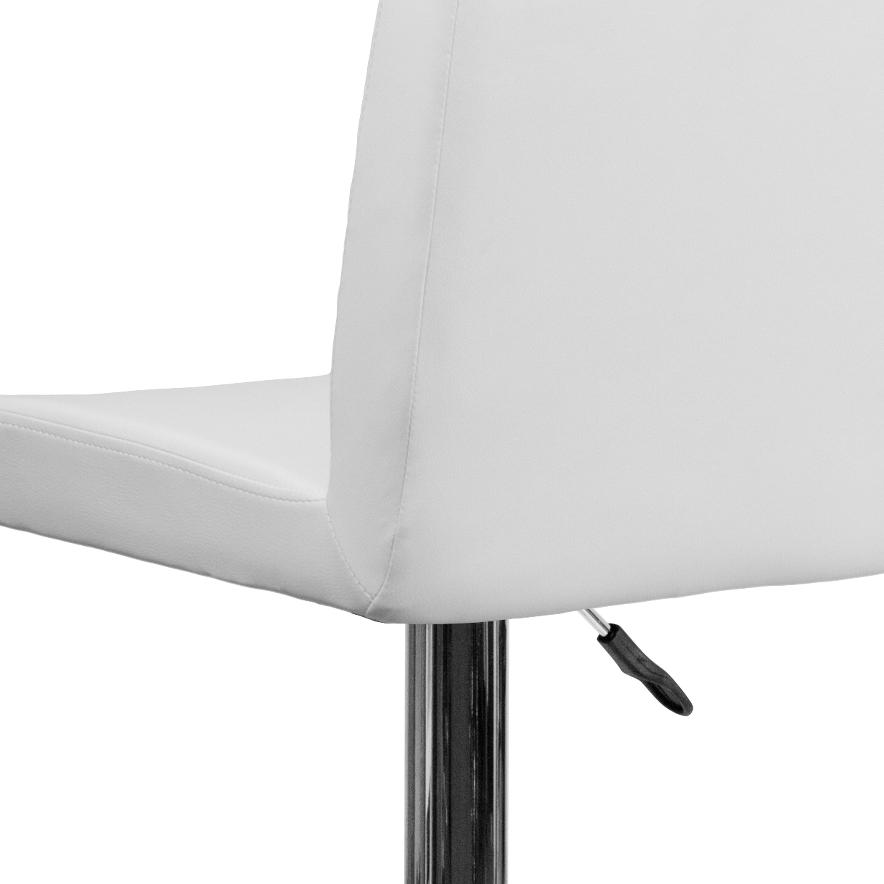 Contemporary Vinyl Adjustable Height Barstool with Panel Back and Chrome Base
