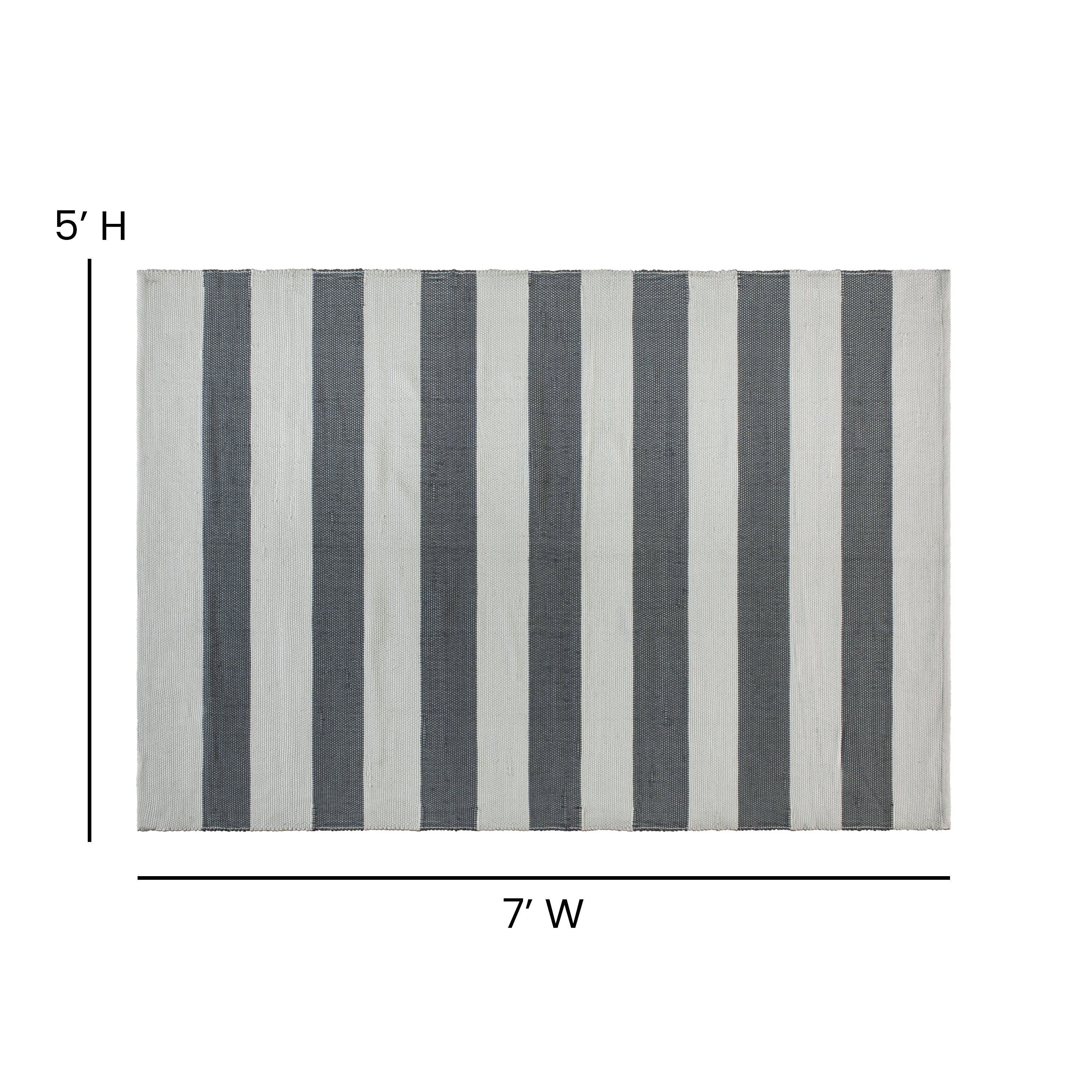 Striped Handwoven Indoor/Outdoor Cabana Style Stain Resistant Area Rug