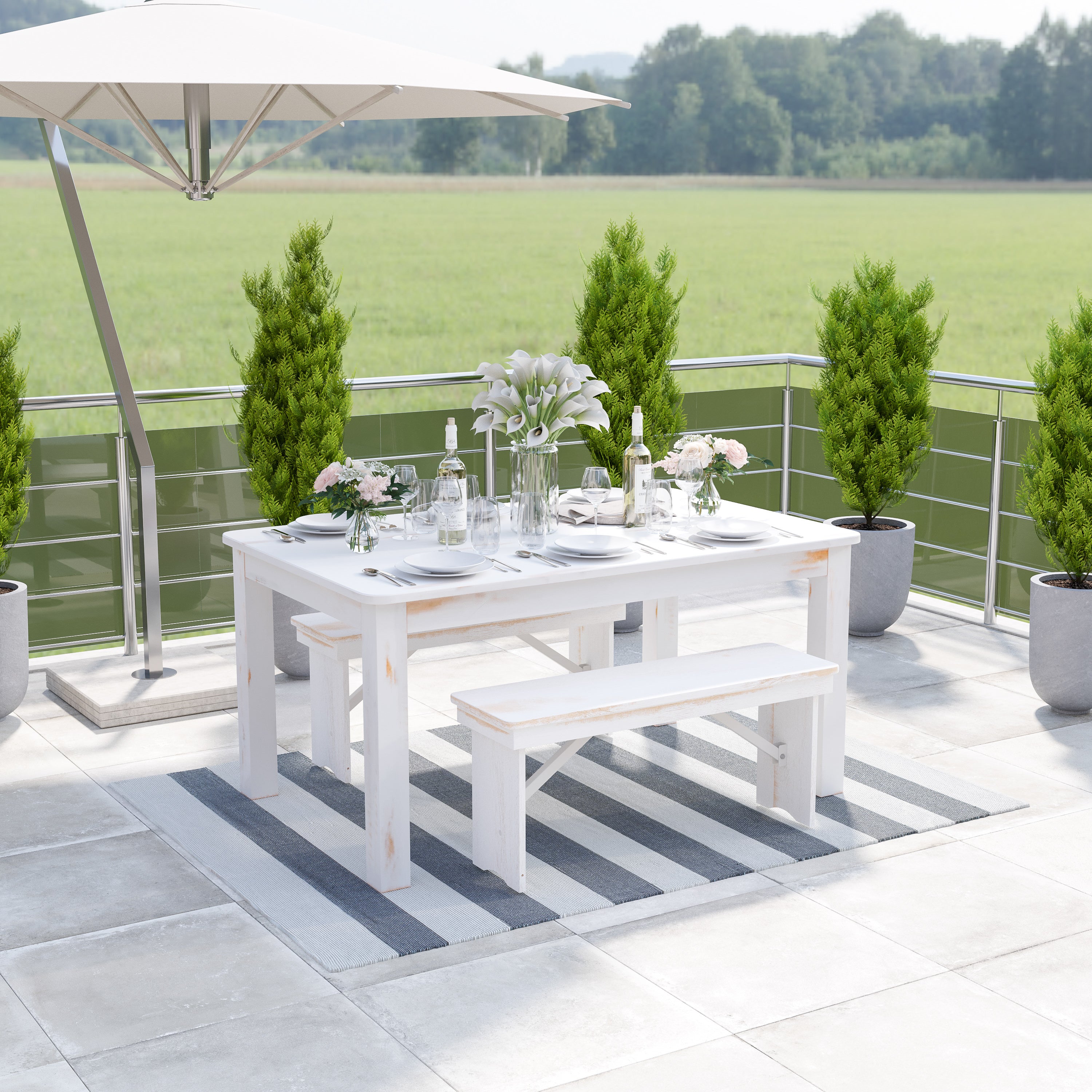 Striped Handwoven Indoor/Outdoor Cabana Style Stain Resistant Area Rug