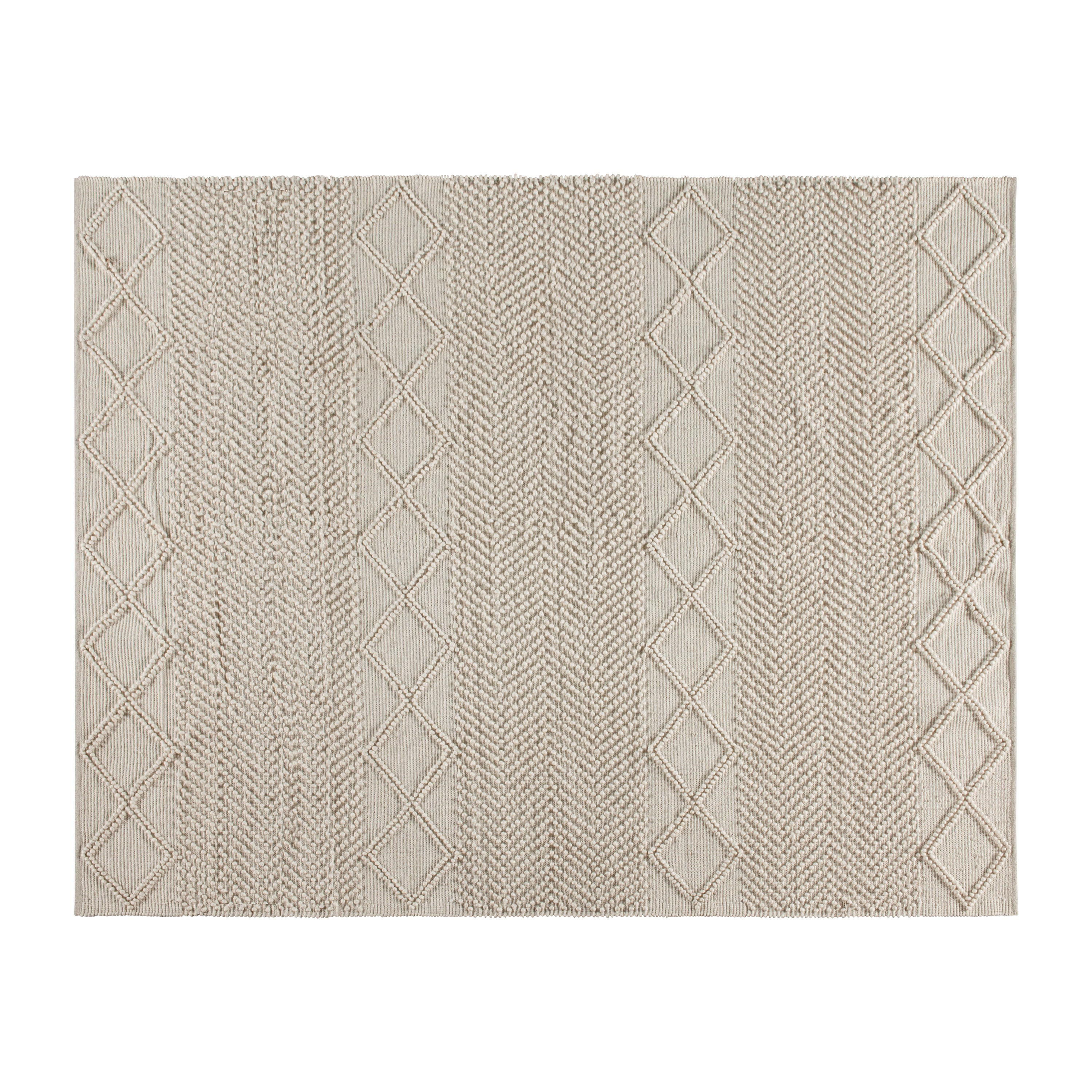 Geometric Design Handwoven Area Rug - Wool/Polyester/Cotton Blend