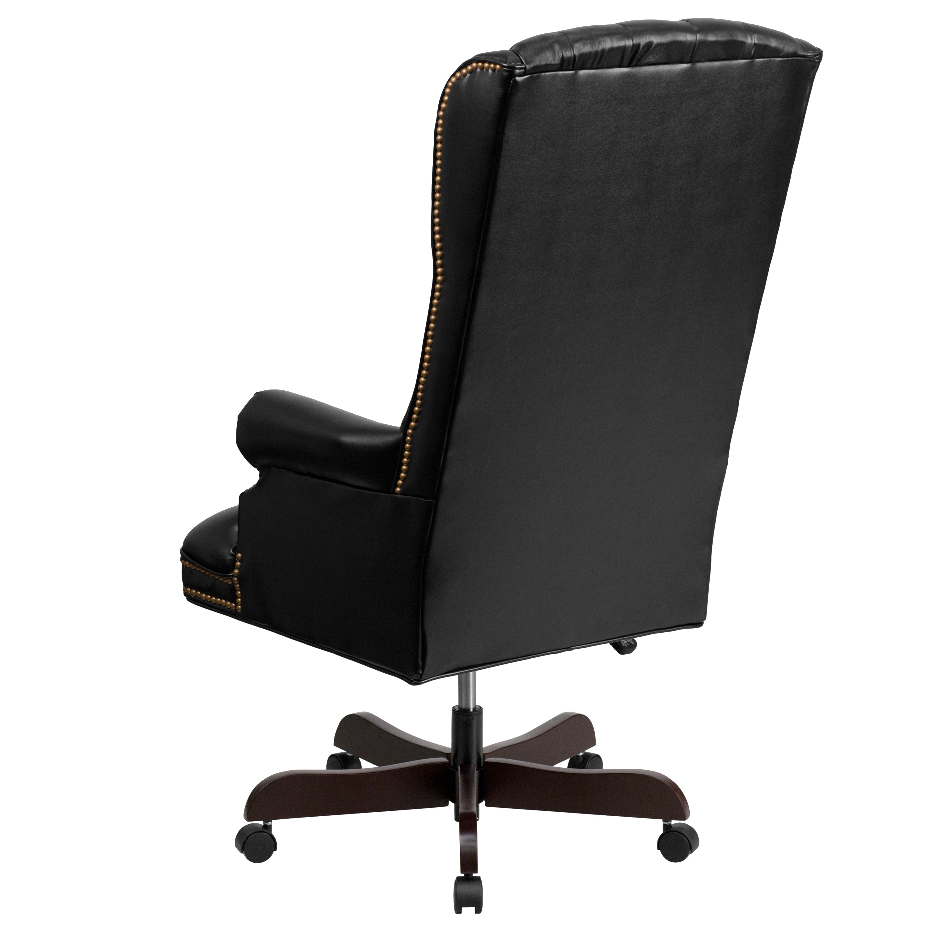 High Back Traditional Fully Tufted LeatherSoft Executive Swivel Ergonomic Office Chair with Arms