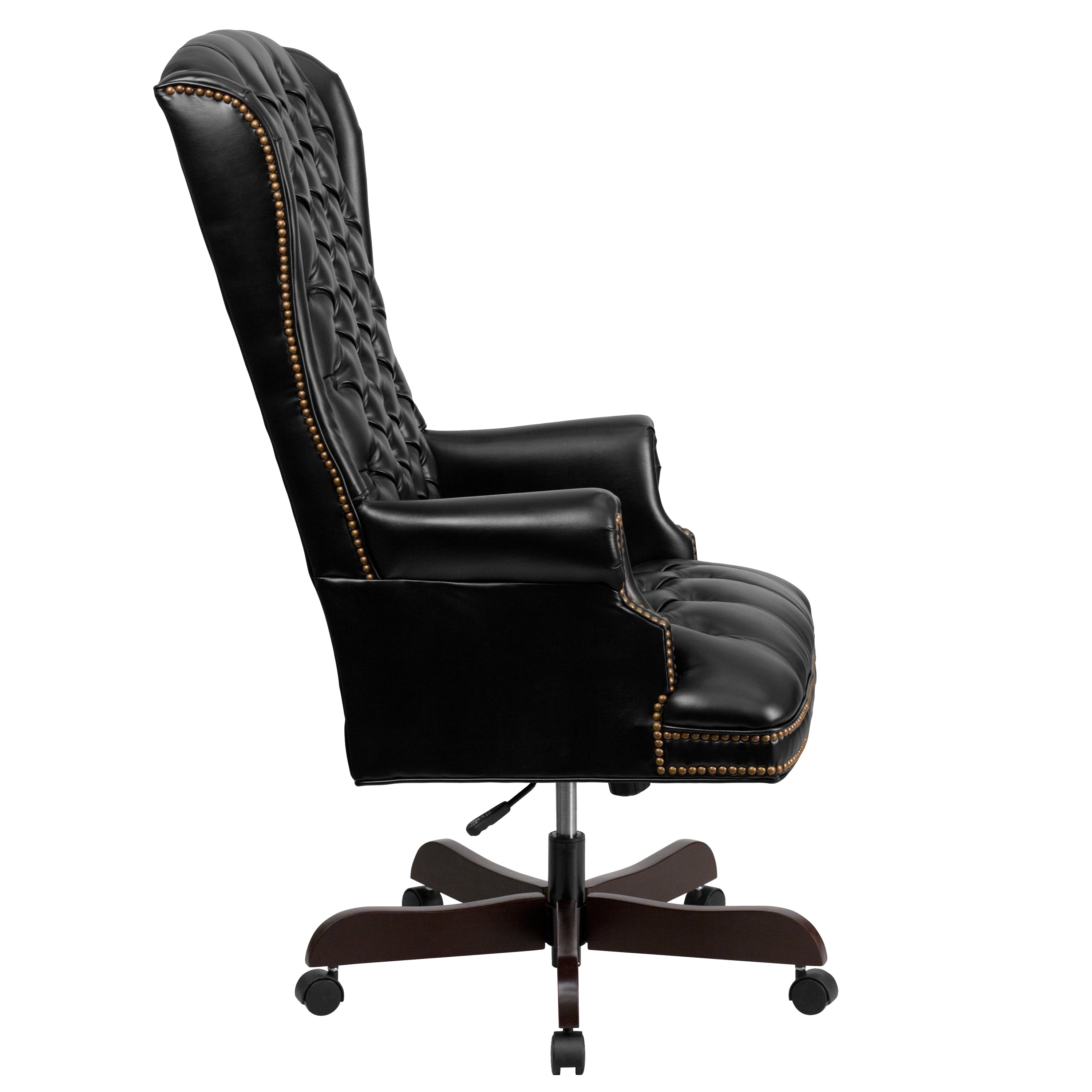 High Back Traditional Fully Tufted LeatherSoft Executive Swivel Ergonomic Office Chair with Arms