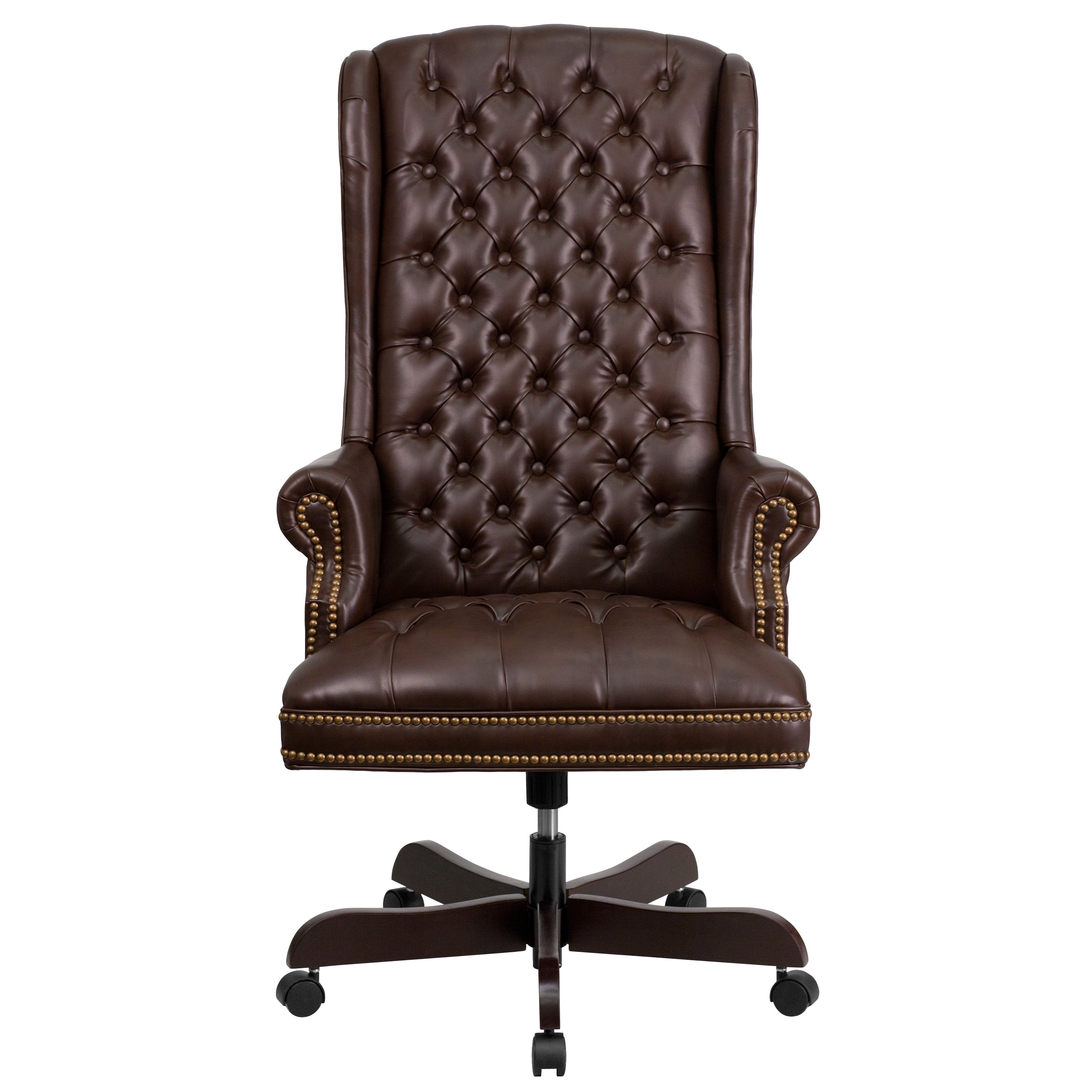 High Back Traditional Fully Tufted LeatherSoft Executive Swivel Ergonomic Office Chair with Arms