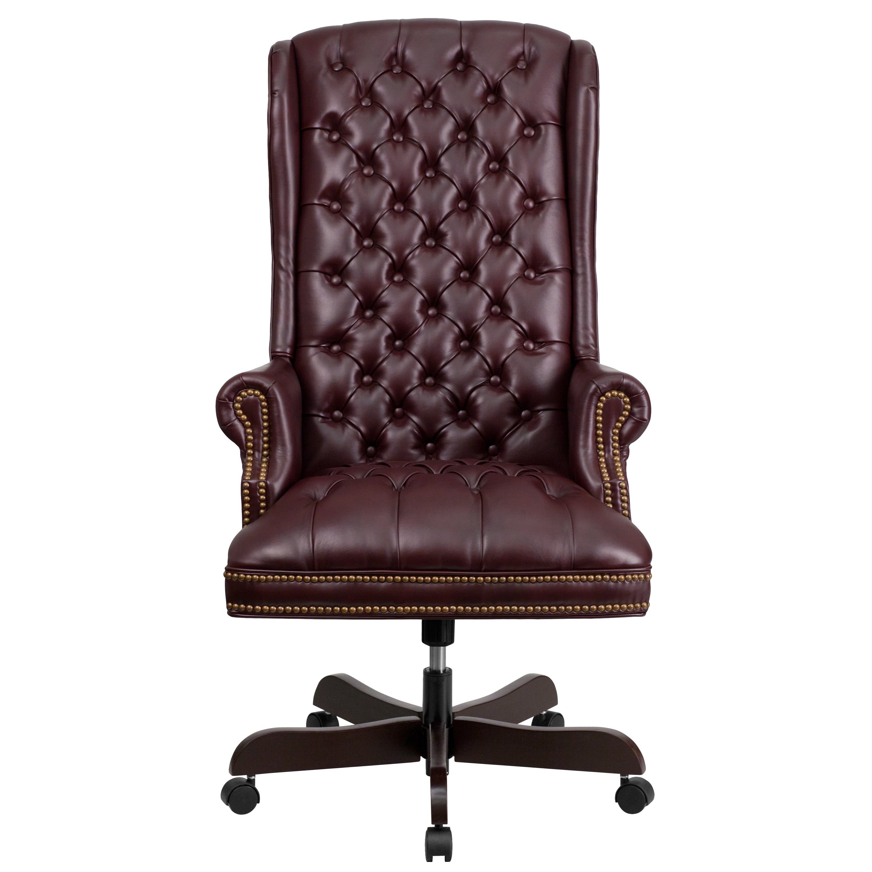 High Back Traditional Fully Tufted LeatherSoft Executive Swivel Ergonomic Office Chair with Arms