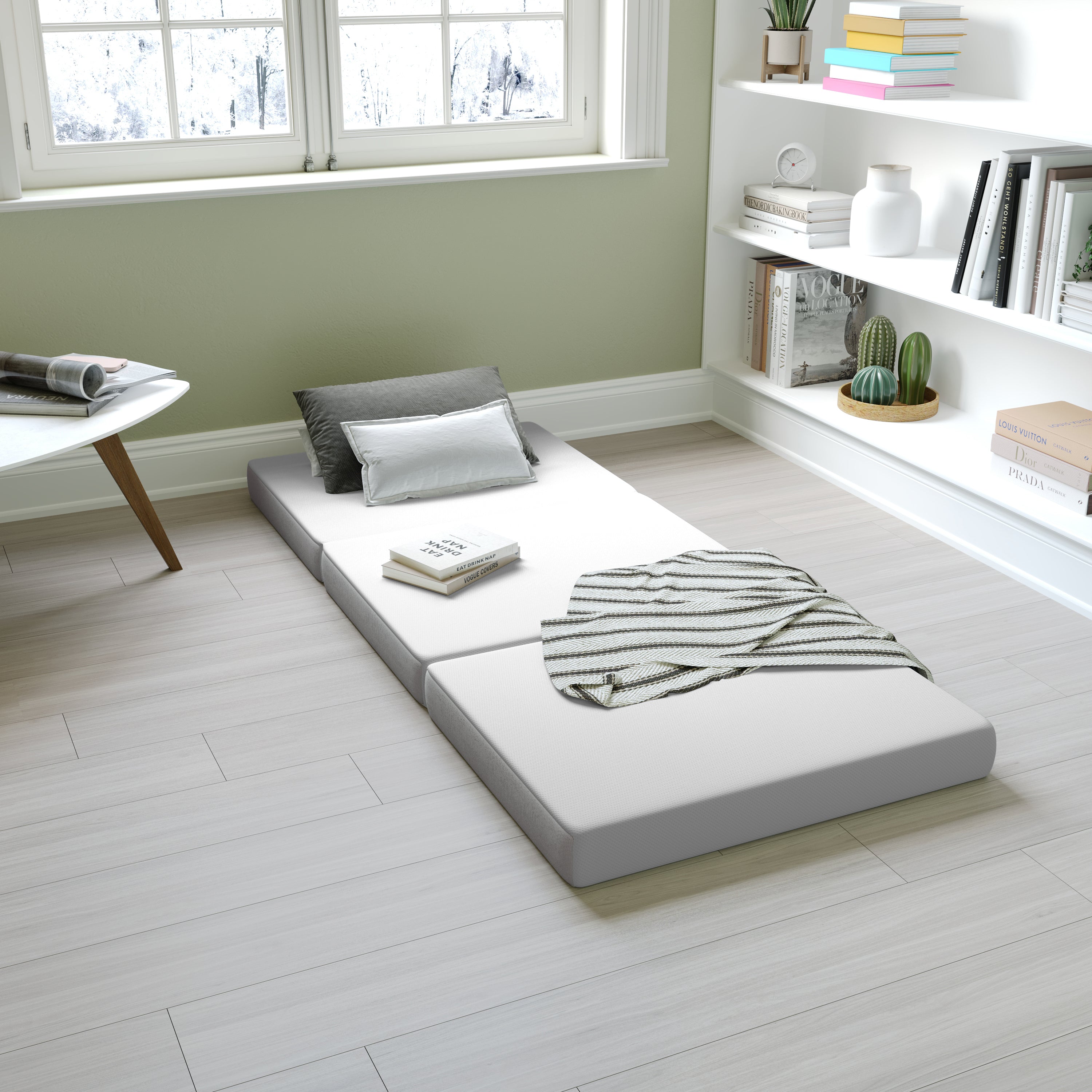 Cloud Portable Tri-Fold Cooling Memory Foam Mattress in a Box with Removable Washable Cover