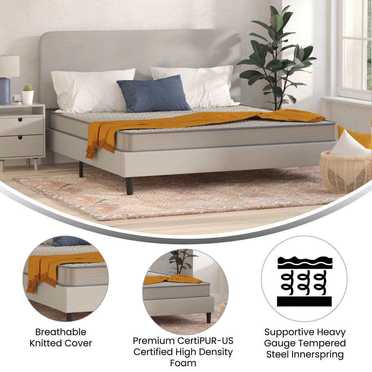 Capri Comfortable Sleep CertiPUR-US Certified Spring Mattress, Mattress in a Box