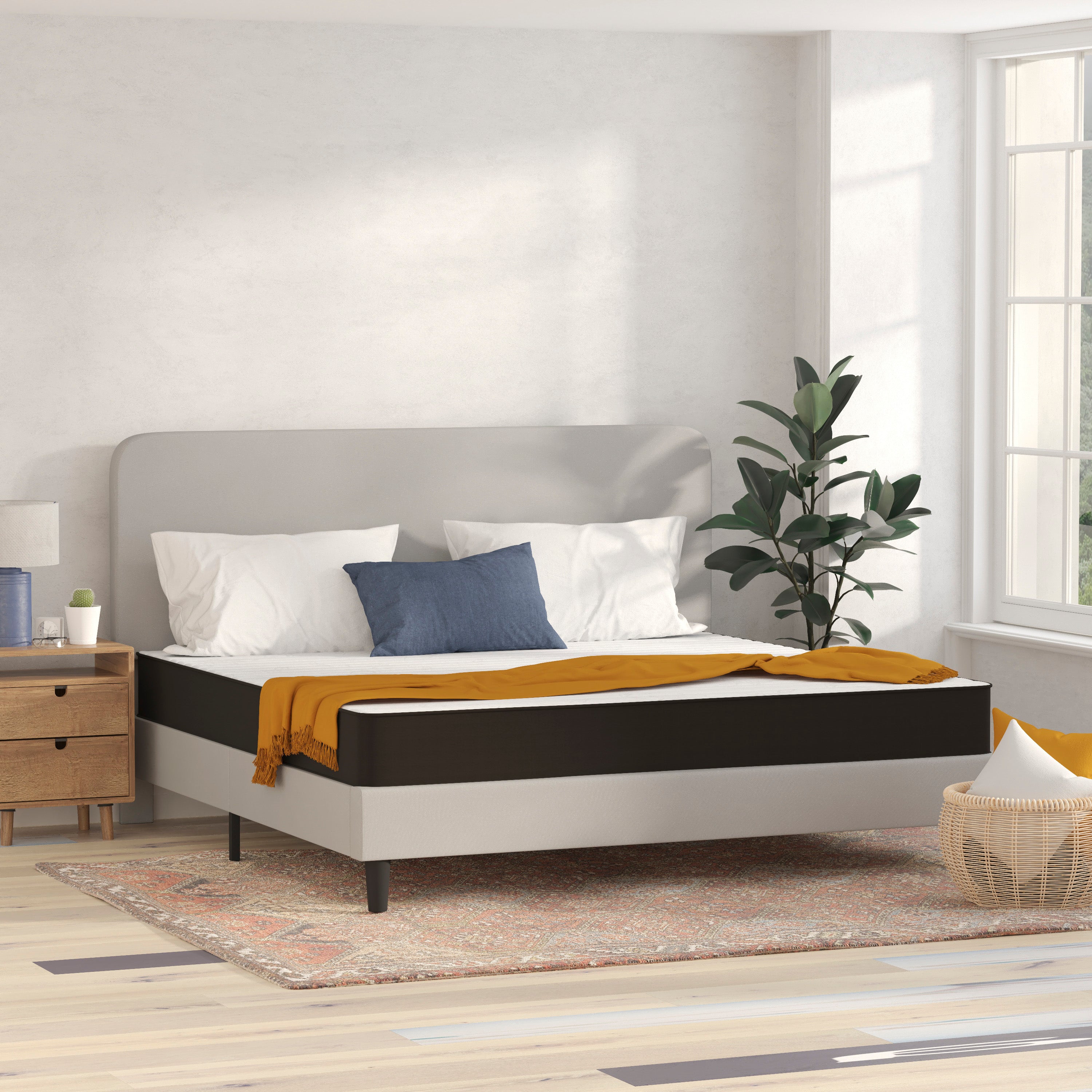 Capri Comfortable Sleep 8 Inch CertiPUR-US Certified Foam and Innerspring Hybrid Mattress, Mattress in a Box