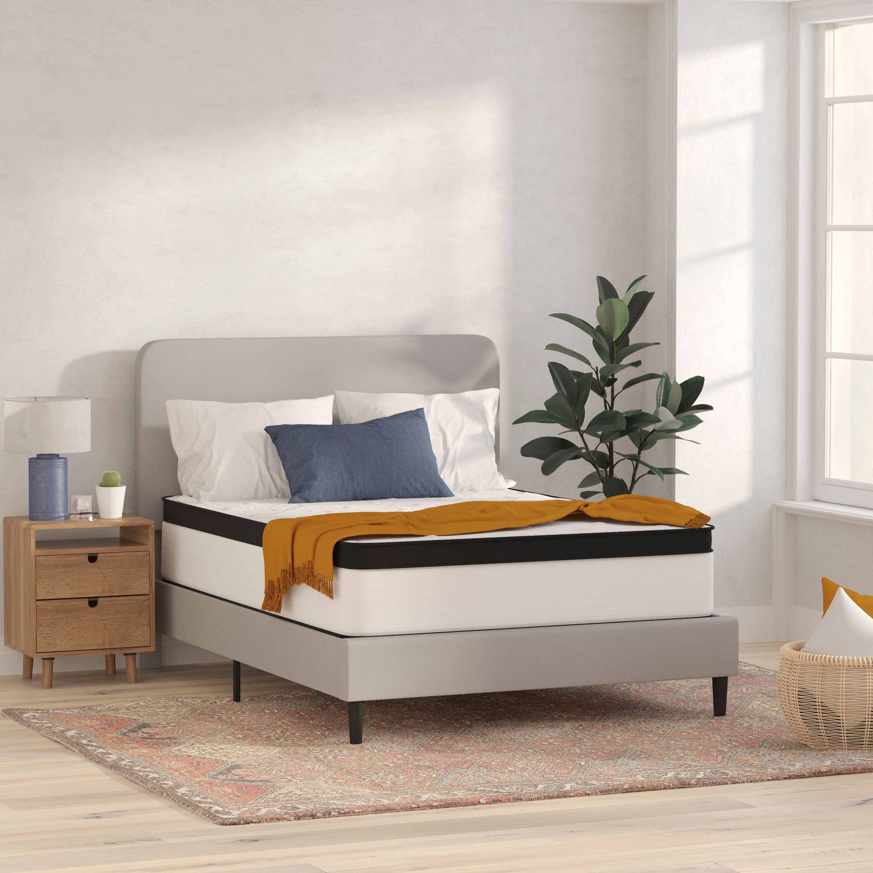 Capri Comfortable Sleep Firm 12 Inch CertiPUR-US Certified Hybrid Pocket Spring Mattress, Extra Firm Feel, Durable Support, Mattress in a Box