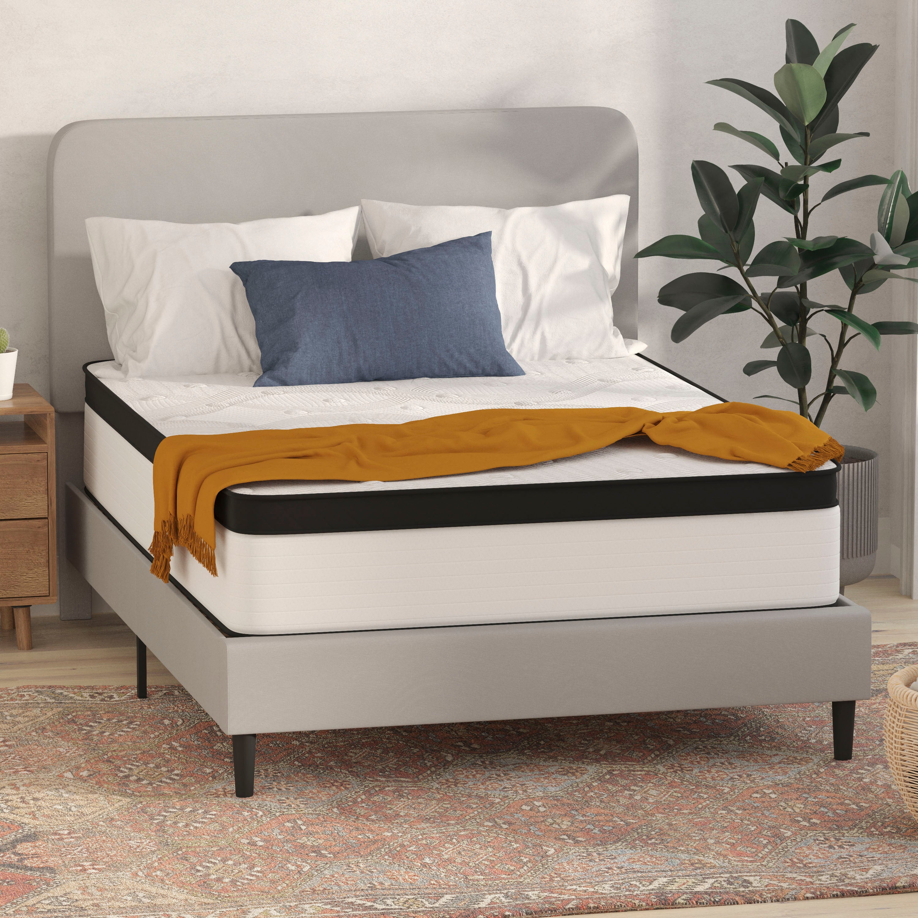 Capri Comfortable Sleep Firm 12 Inch CertiPUR-US Certified Hybrid Pocket Spring Mattress, Extra Firm Feel, Durable Support, Mattress in a Box