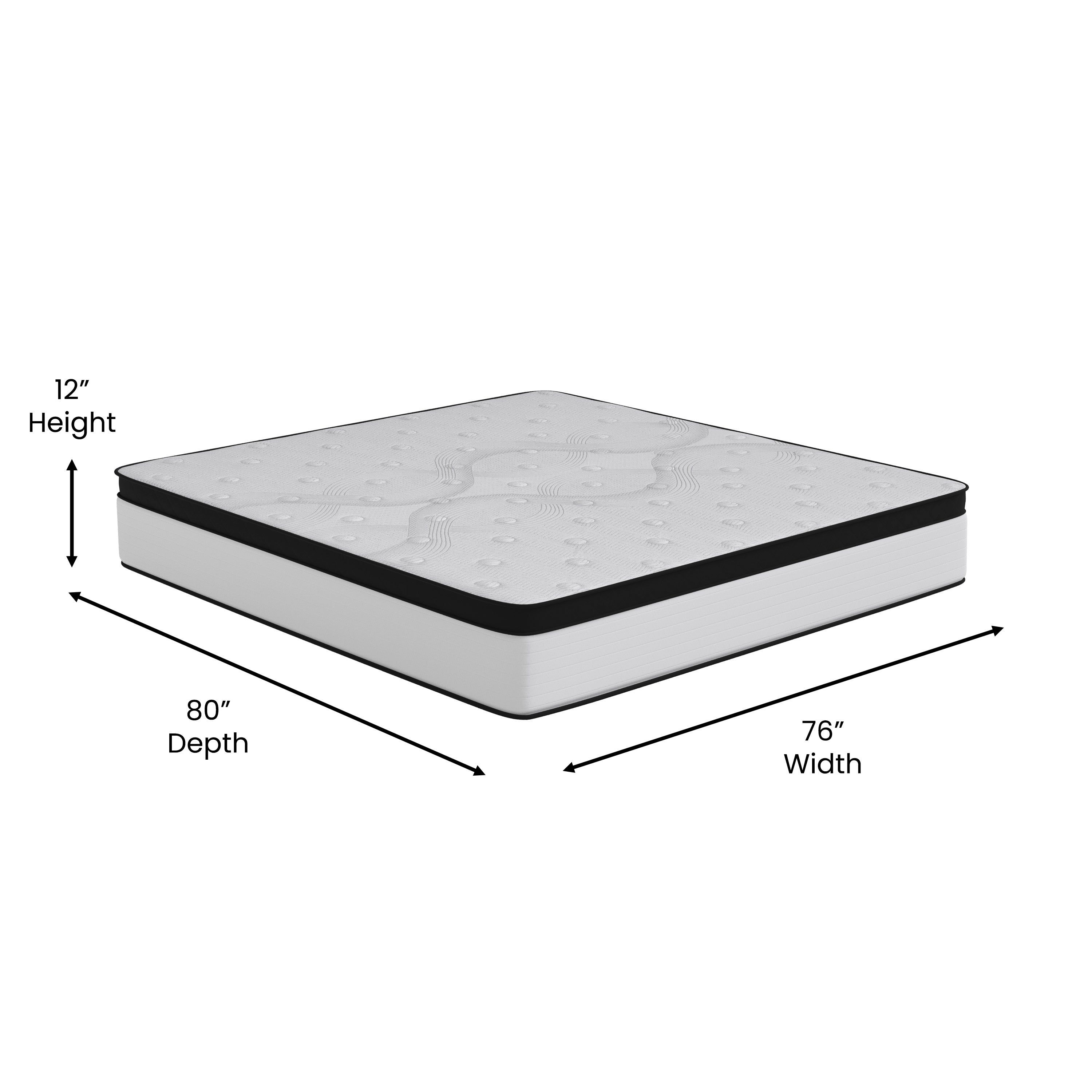 Capri Comfortable Sleep Firm 12 Inch CertiPUR-US Certified Hybrid Pocket Spring Mattress, Extra Firm Feel, Durable Support, Mattress in a Box