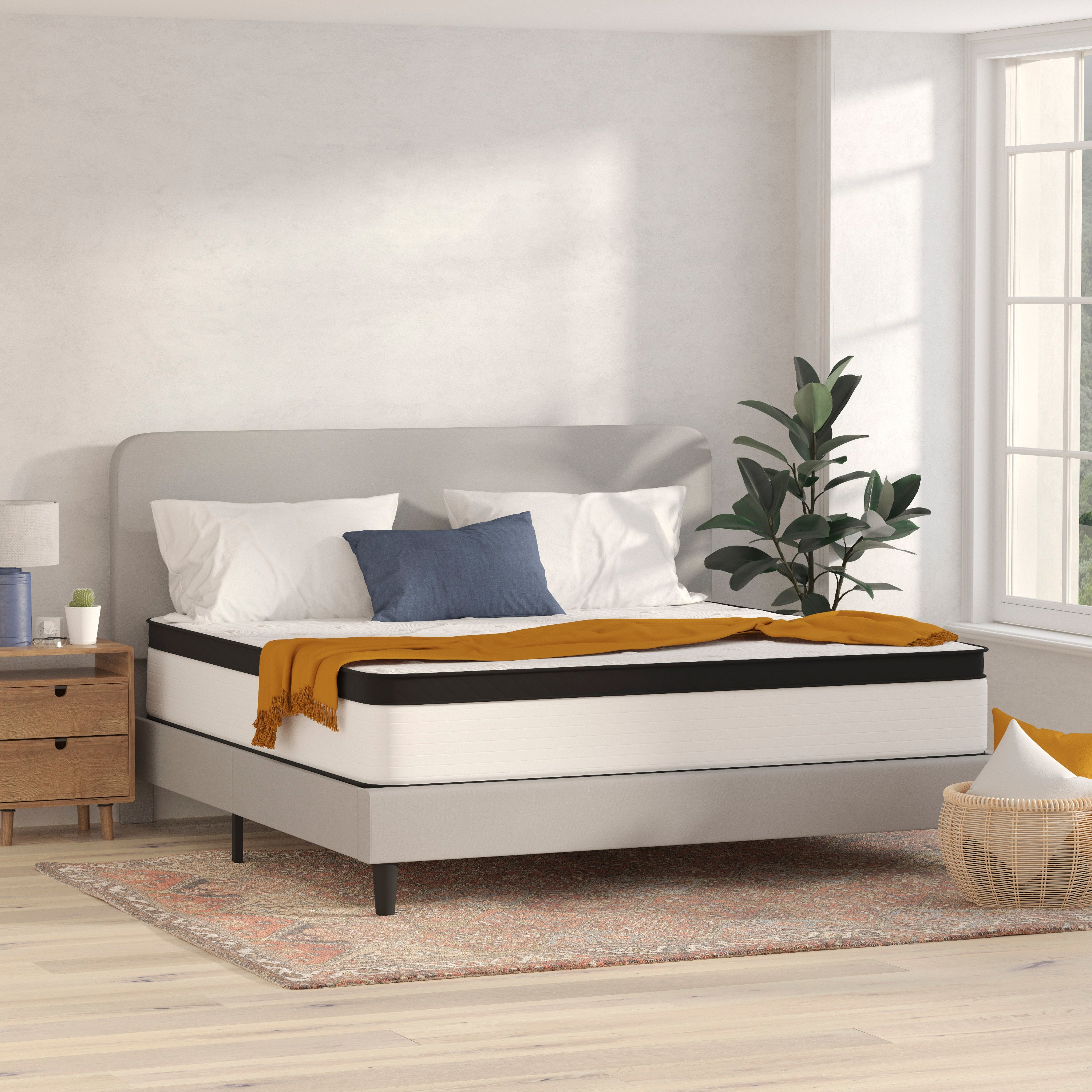 Capri Comfortable Sleep Firm 12 Inch CertiPUR-US Certified Hybrid Pocket Spring Mattress, Extra Firm Feel, Durable Support, Mattress in a Box