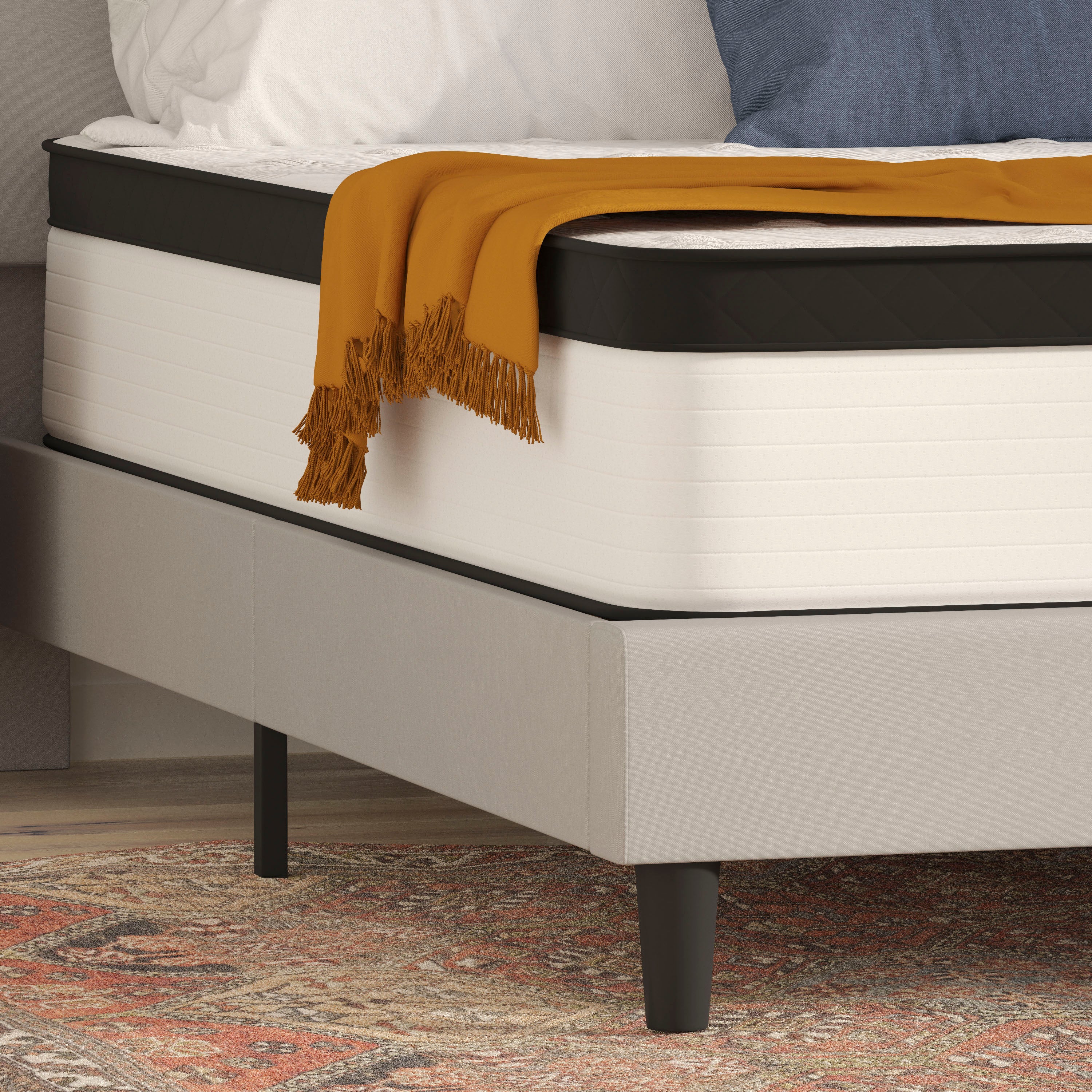 Capri Comfortable Sleep Firm 12 Inch CertiPUR-US Certified Hybrid Pocket Spring Mattress, Extra Firm Feel, Durable Support, Mattress in a Box