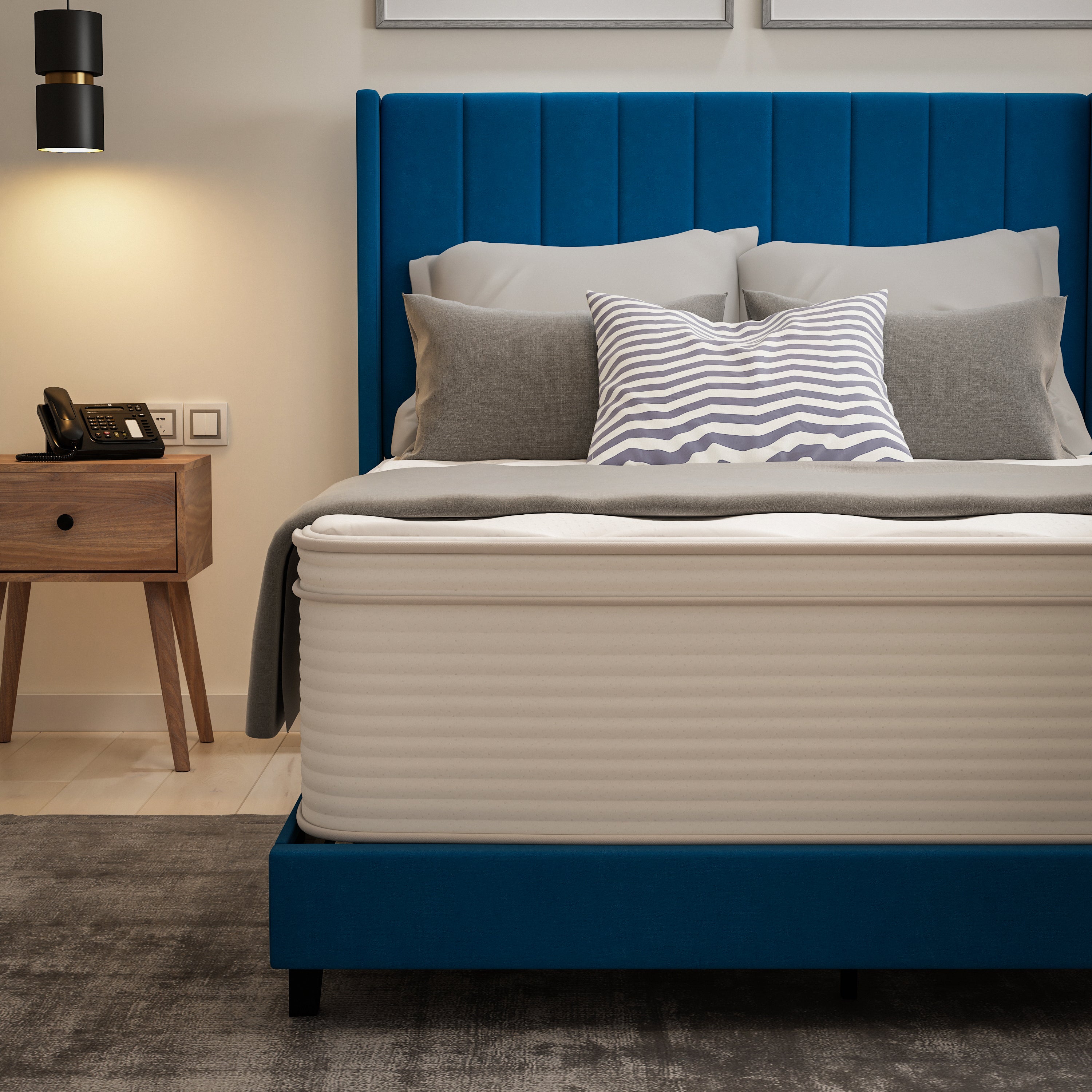 Vista Hospitality Grade Commercial Mattress in a Box 14 Inch, Premium Memory Foam Hybrid Pocket Spring Mattress with Reinforced Edge Support