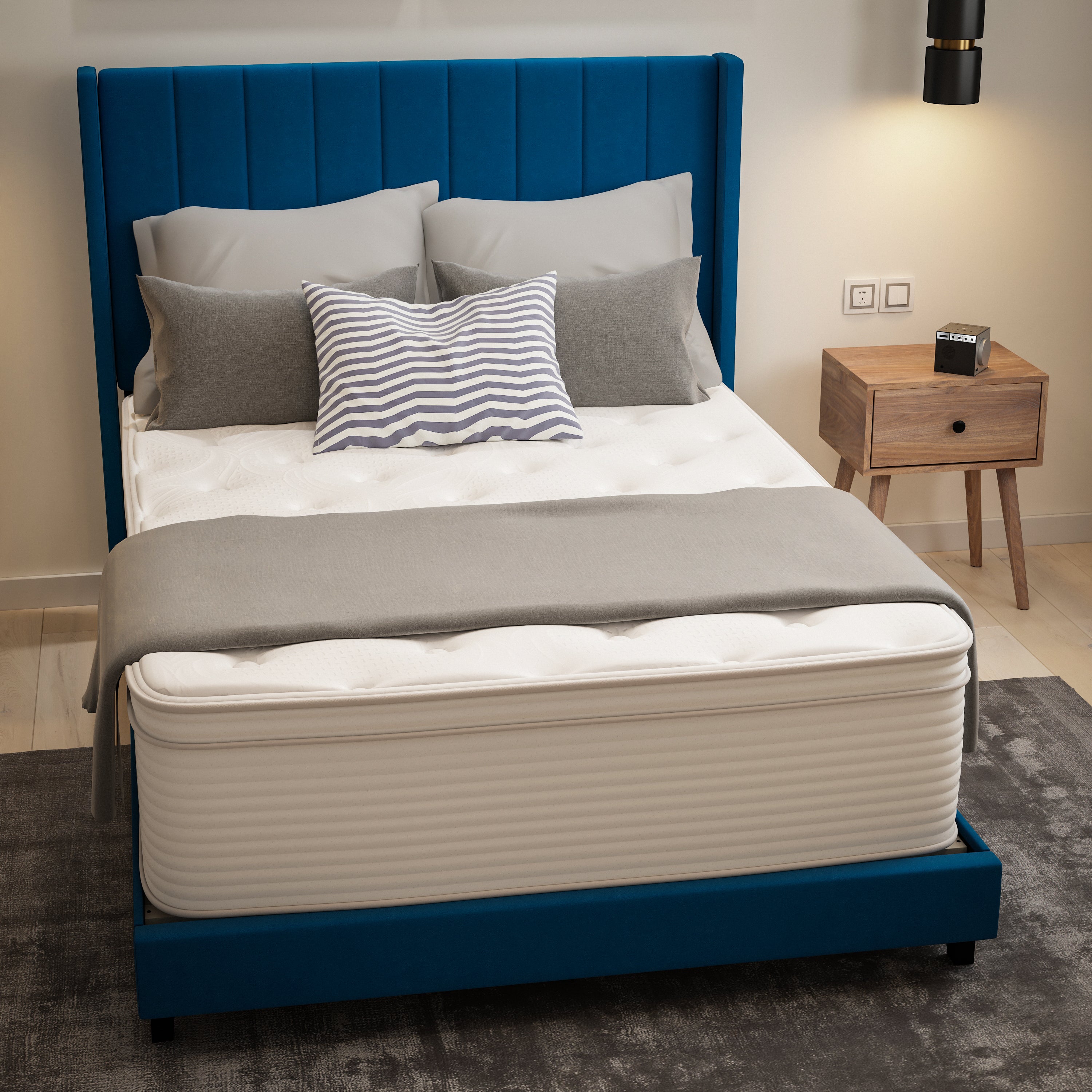 Vista Hospitality Grade Commercial Mattress in a Box 14 Inch, Premium Memory Foam Hybrid Pocket Spring Mattress with Reinforced Edge Support
