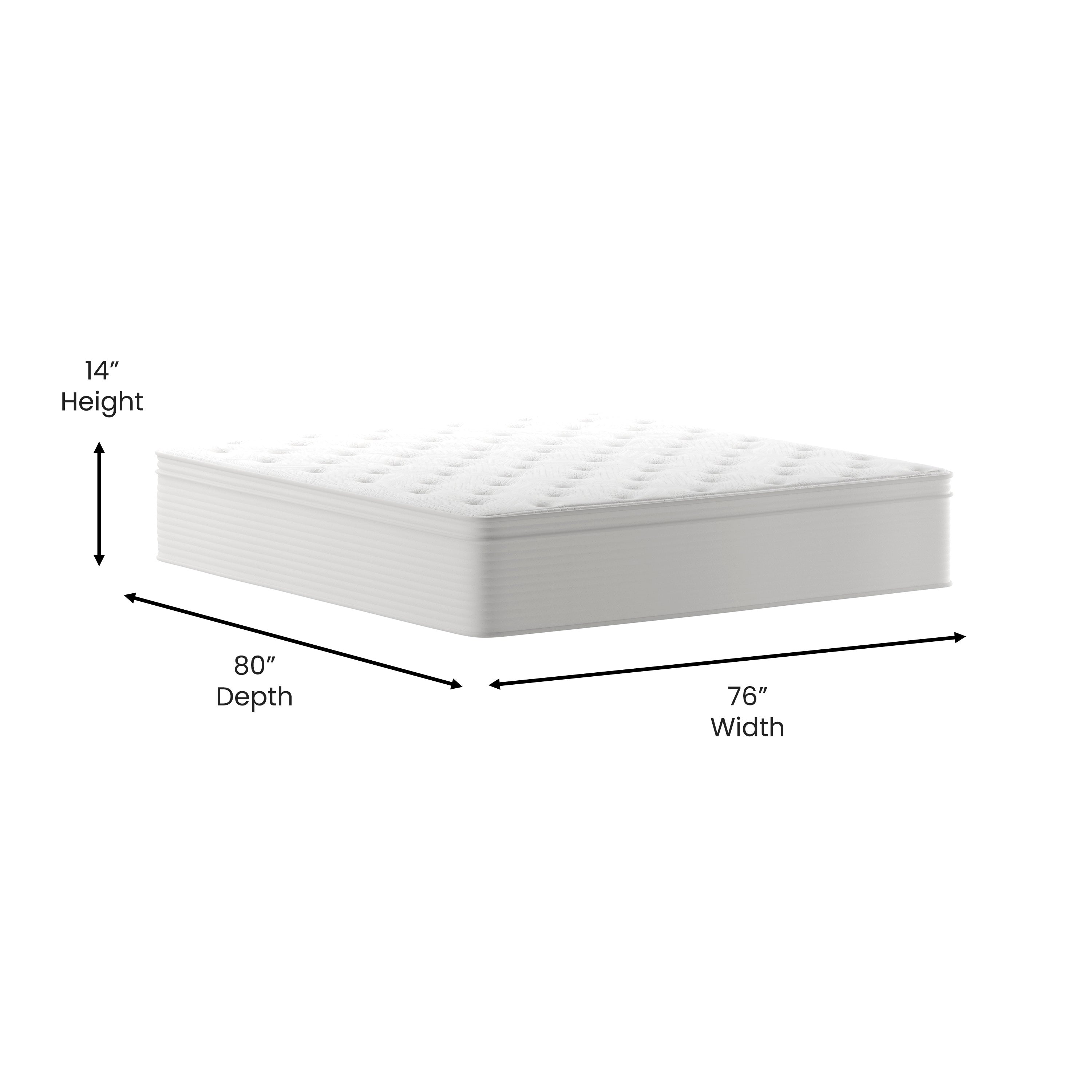 Vista Hospitality Grade Commercial Mattress in a Box 14 Inch, Premium Memory Foam Hybrid Pocket Spring Mattress with Reinforced Edge Support