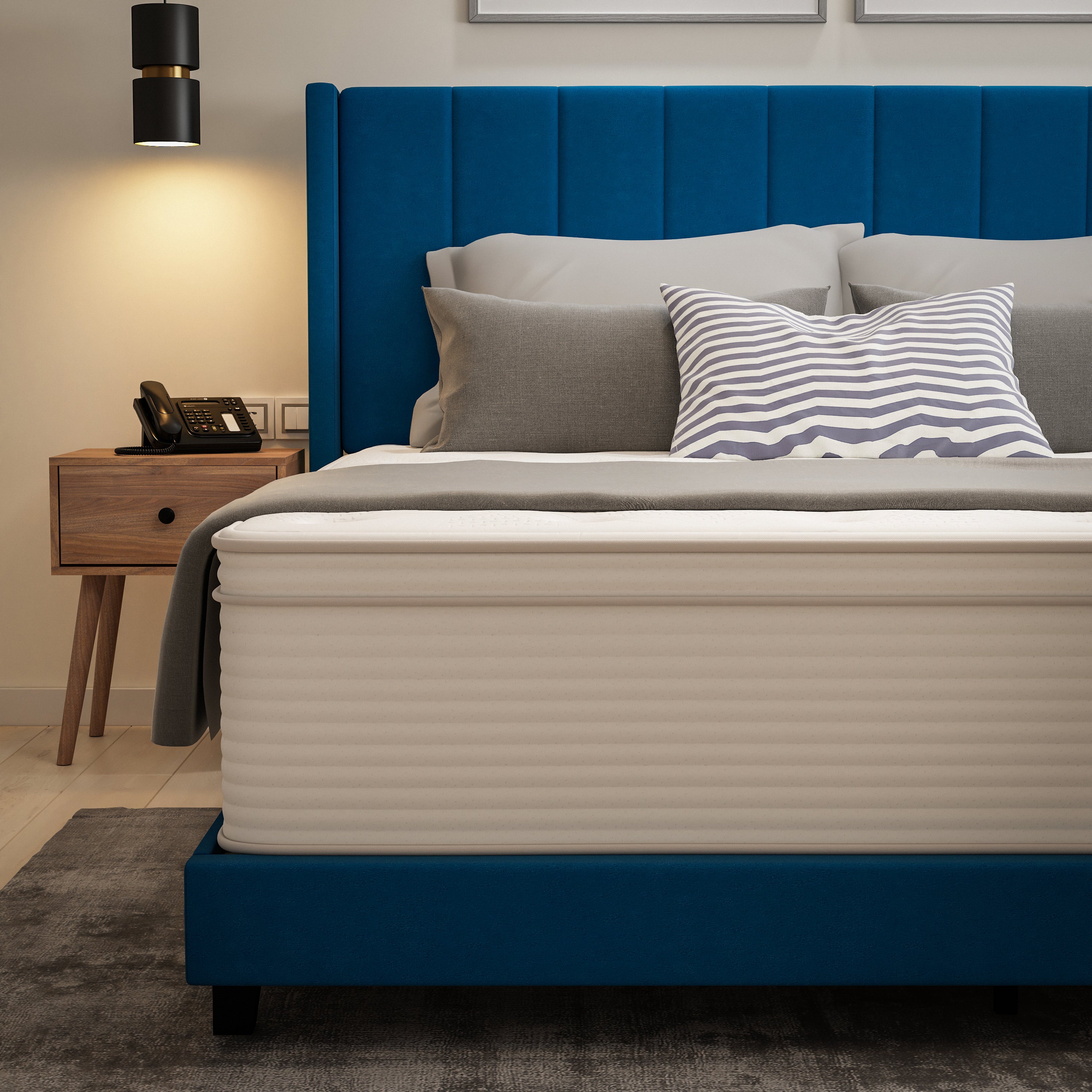 Vista Hospitality Grade Commercial Mattress in a Box 14 Inch, Premium Memory Foam Hybrid Pocket Spring Mattress with Reinforced Edge Support