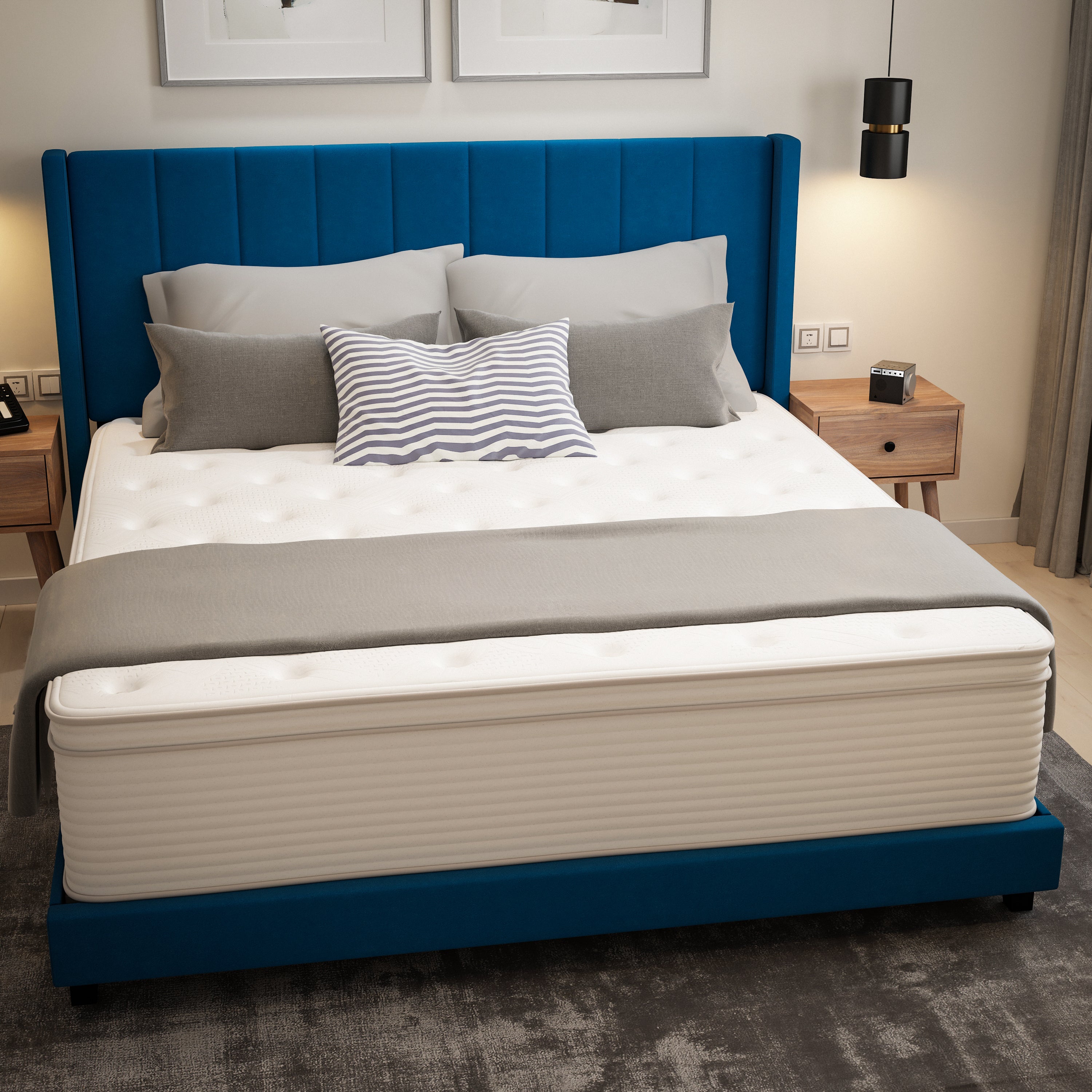 Vista Hospitality Grade Commercial Mattress in a Box 14 Inch, Premium Memory Foam Hybrid Pocket Spring Mattress with Reinforced Edge Support