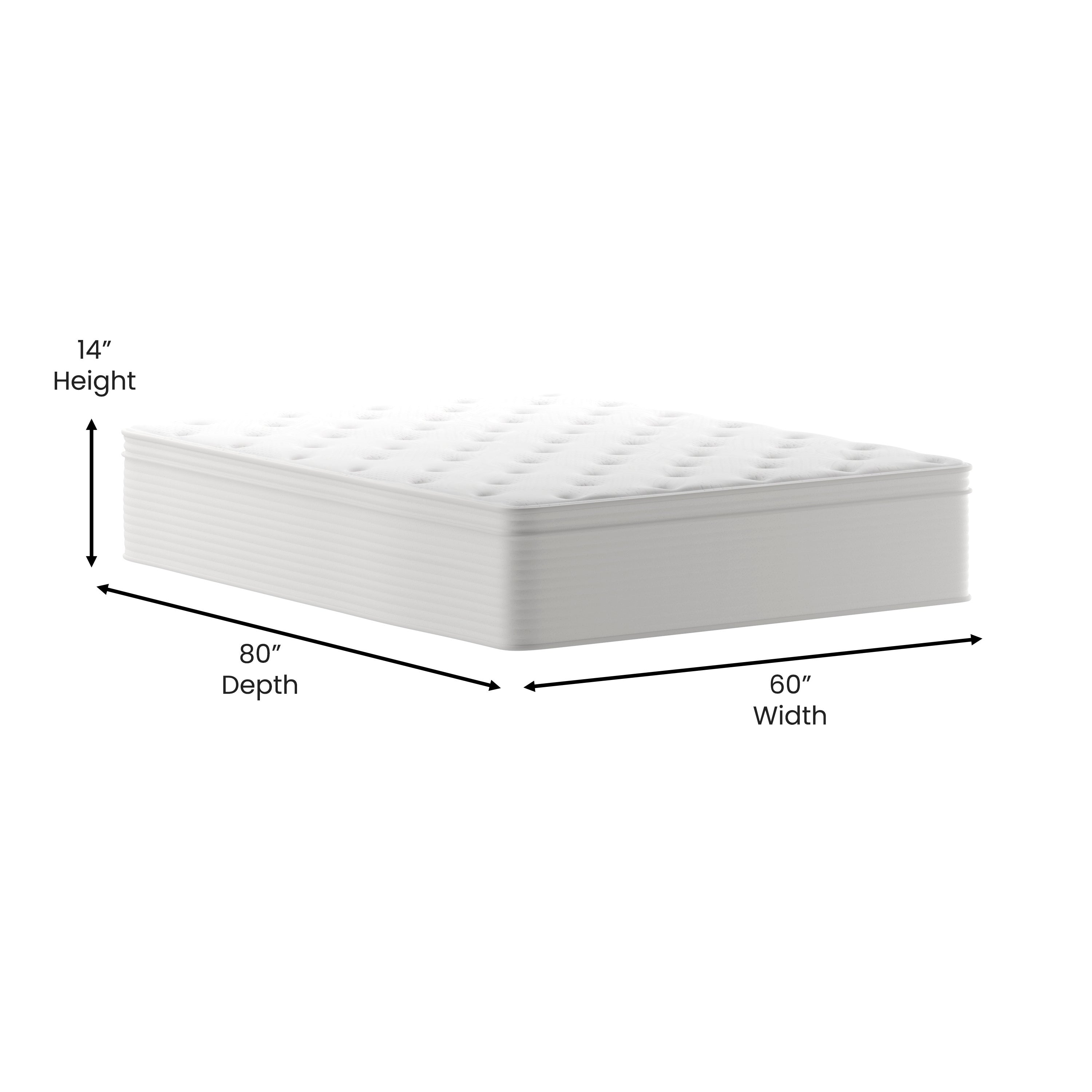 Vista Hospitality Grade Commercial Mattress in a Box 14 Inch, Premium Memory Foam Hybrid Pocket Spring Mattress with Reinforced Edge Support