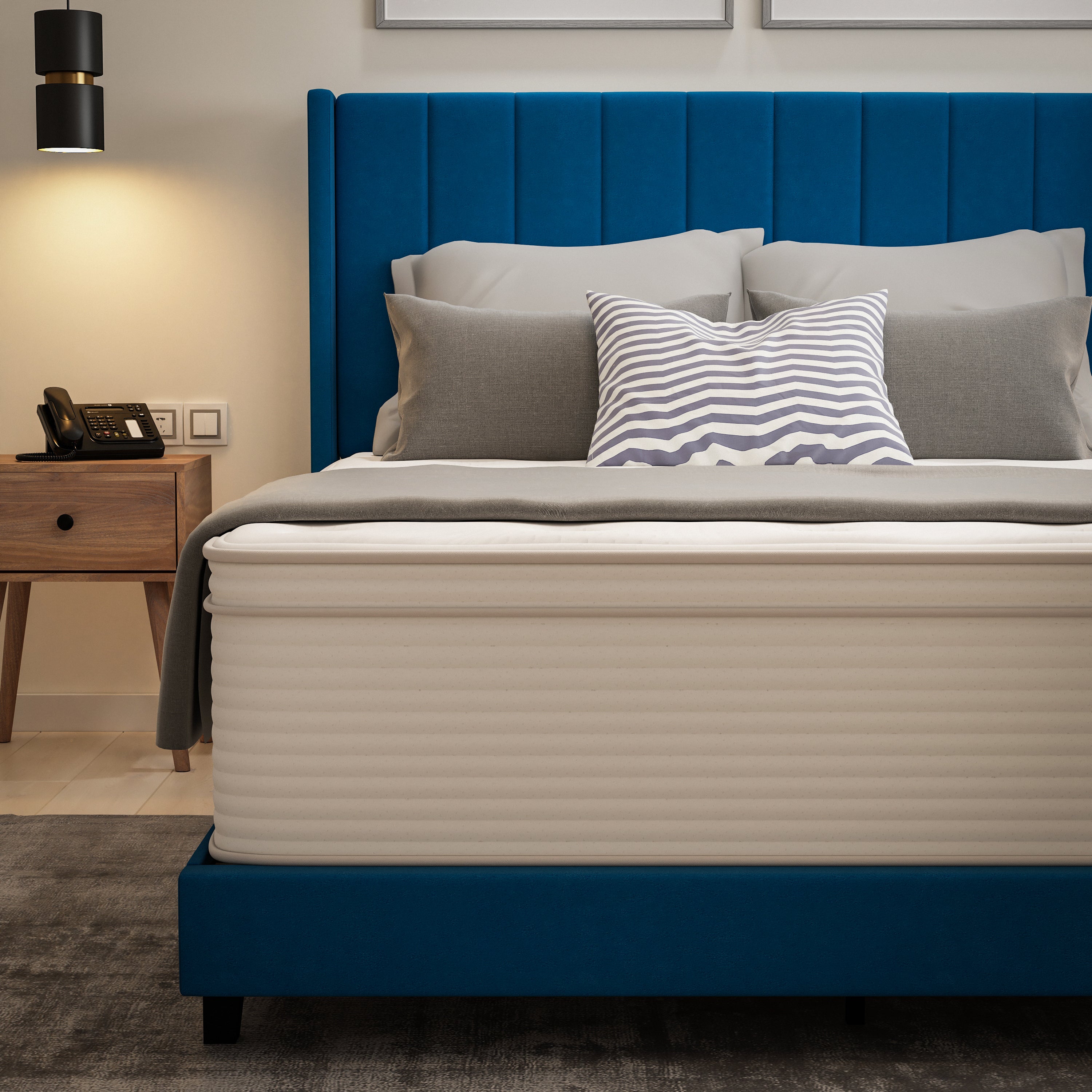 Vista Hospitality Grade Commercial Mattress in a Box 14 Inch, Premium Memory Foam Hybrid Pocket Spring Mattress with Reinforced Edge Support