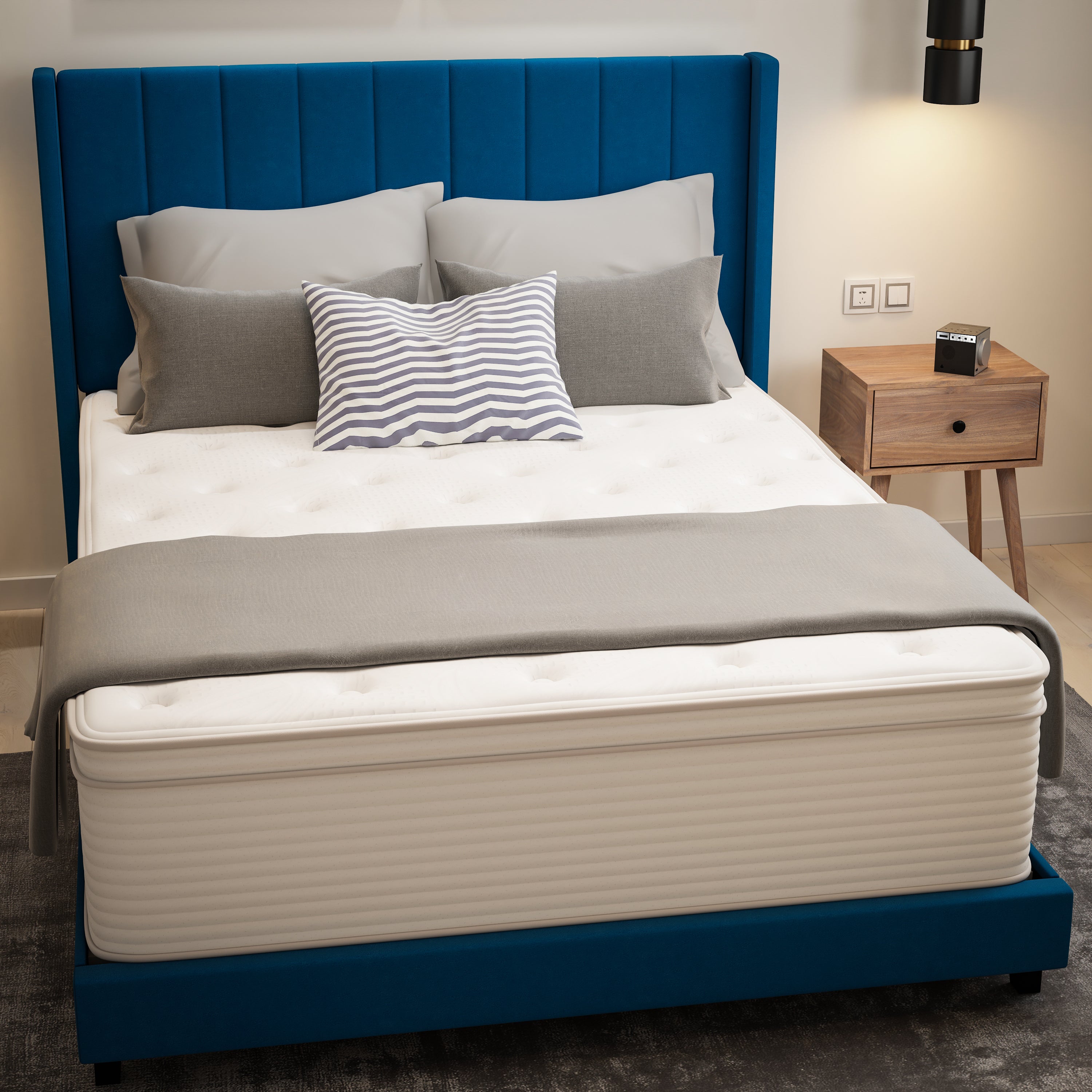 Vista Hospitality Grade Commercial Mattress in a Box 14 Inch, Premium Memory Foam Hybrid Pocket Spring Mattress with Reinforced Edge Support