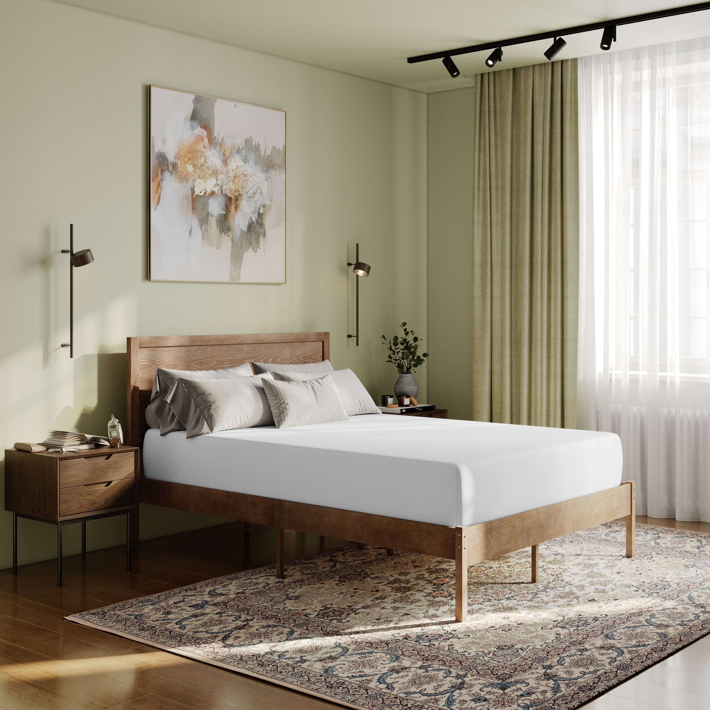 Cloud Green Tea Cooling Gel 4-Layer Memory Foam Mattress in a Box with CertiPUR-US Certification, Washable Cover, and Pressure Relief