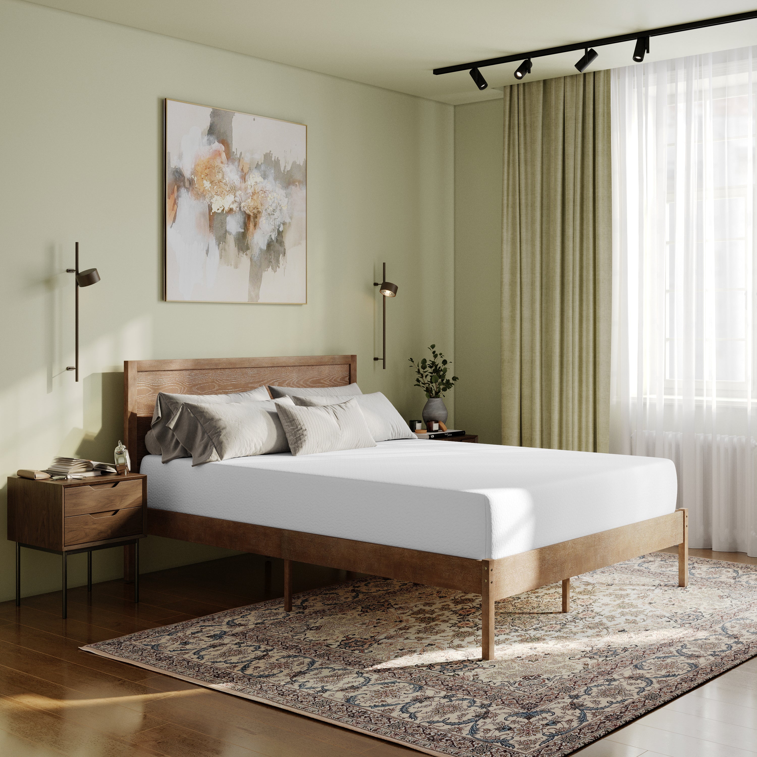 Cloud Green Tea Cooling Gel 4-Layer Memory Foam Mattress in a Box with CertiPUR-US Certification, Washable Cover, and Pressure Relief