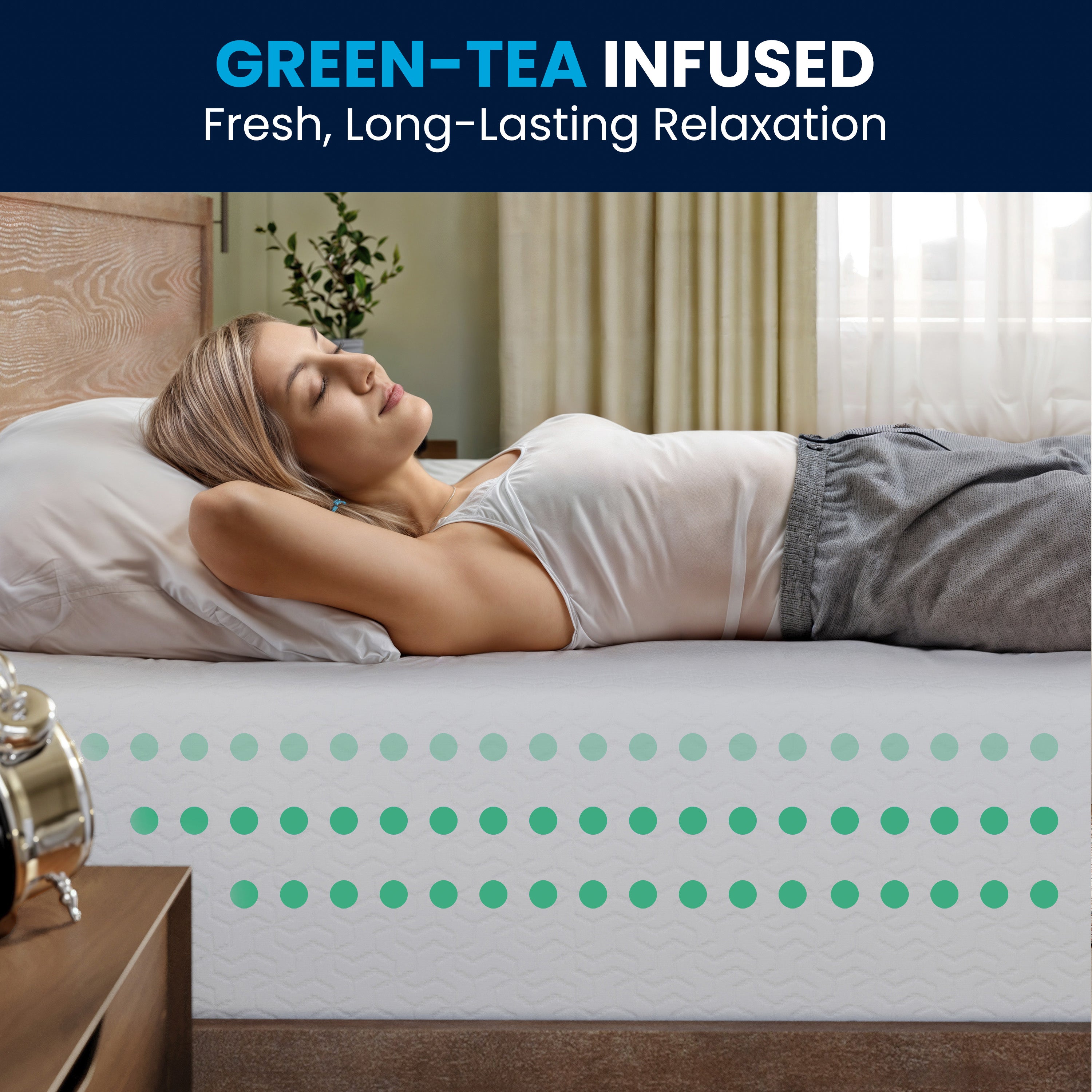 Cloud Green Tea Cooling Gel 4-Layer Memory Foam Mattress in a Box with CertiPUR-US Certification, Washable Cover, and Pressure Relief