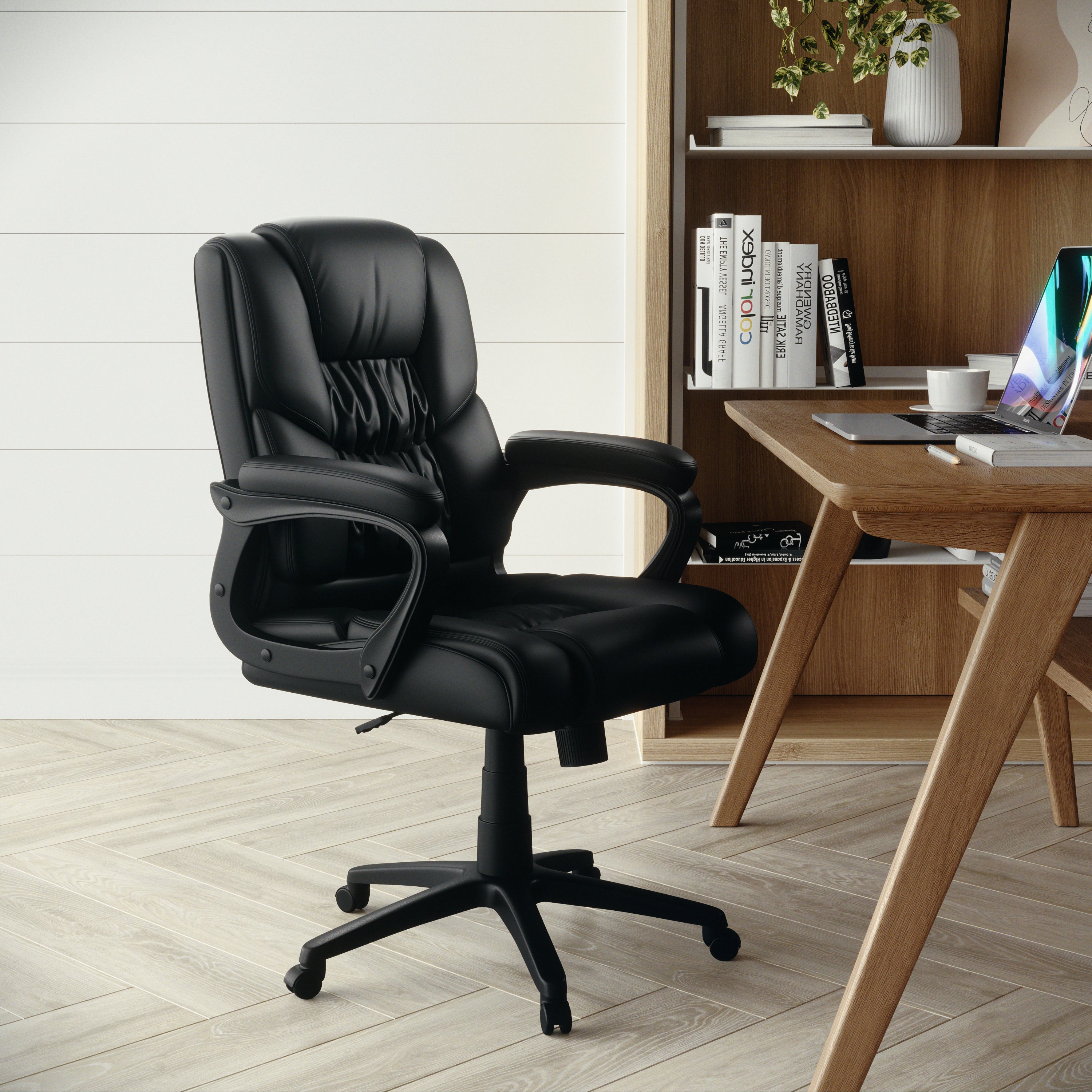 Flash Fundamentals Big & Tall 400 lb. Rated LeatherSoft Swivel Office Chair with Padded Arms