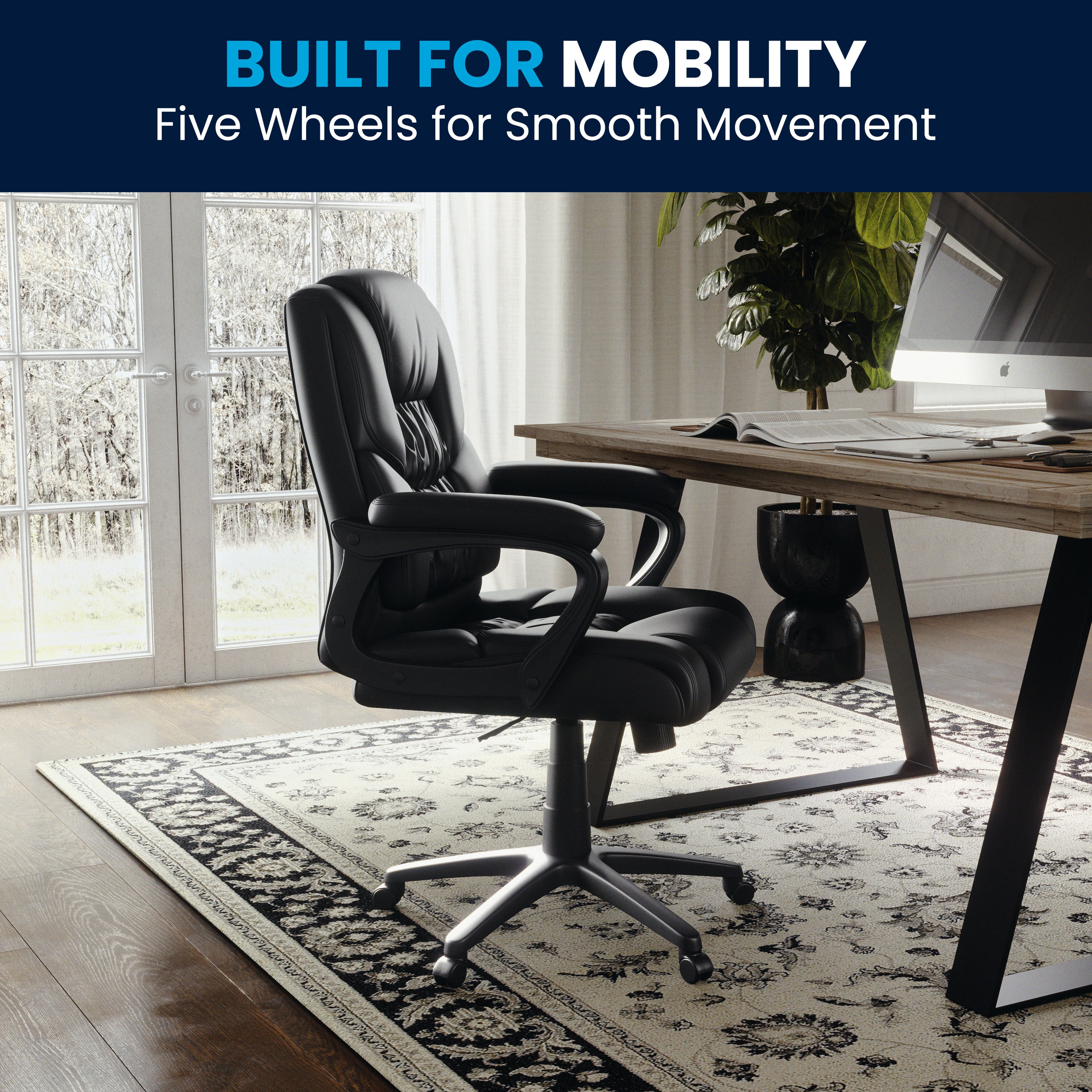 Flash Fundamentals Big & Tall 400 lb. Rated LeatherSoft Swivel Office Chair with Padded Arms