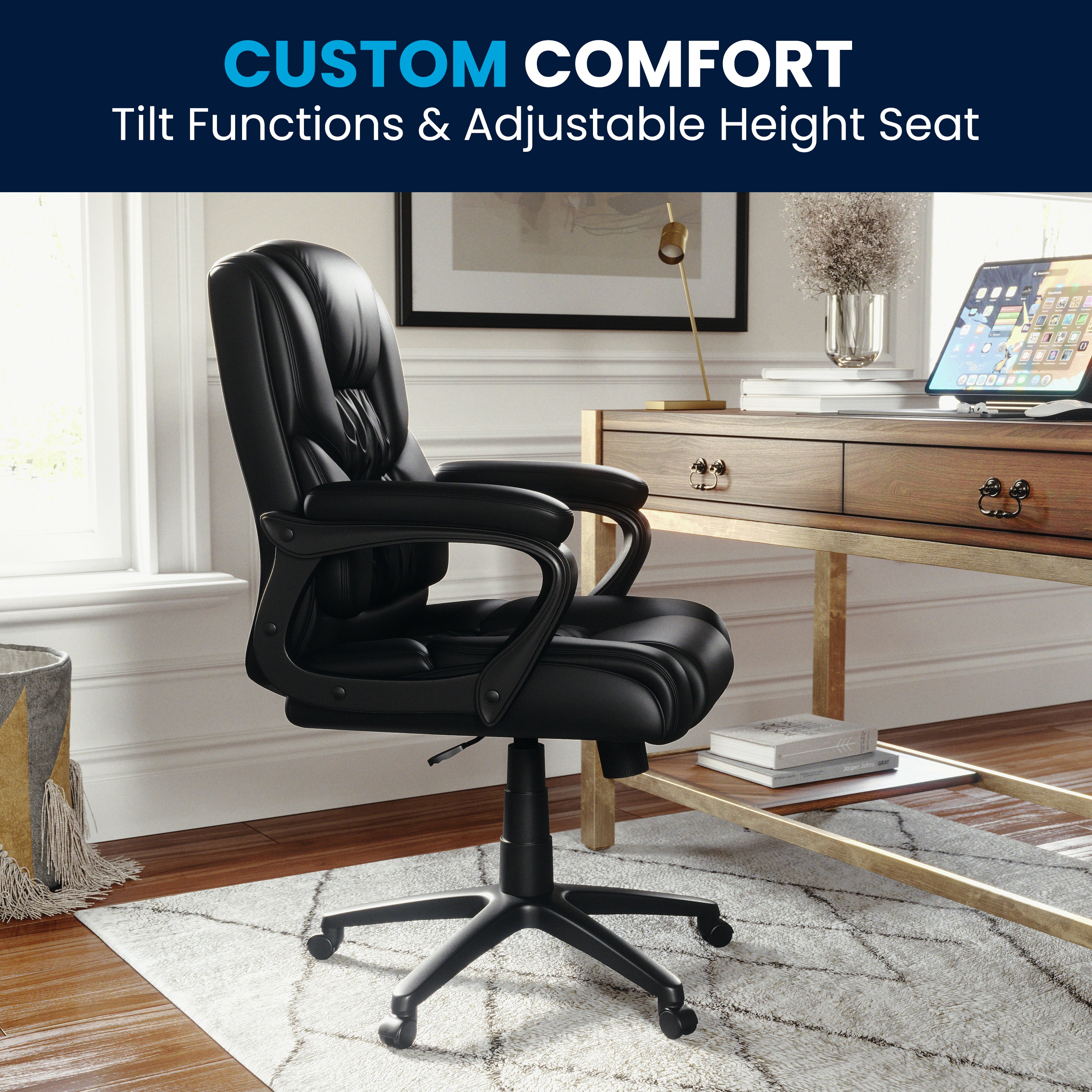 Flash Fundamentals Big & Tall 400 lb. Rated LeatherSoft Swivel Office Chair with Padded Arms