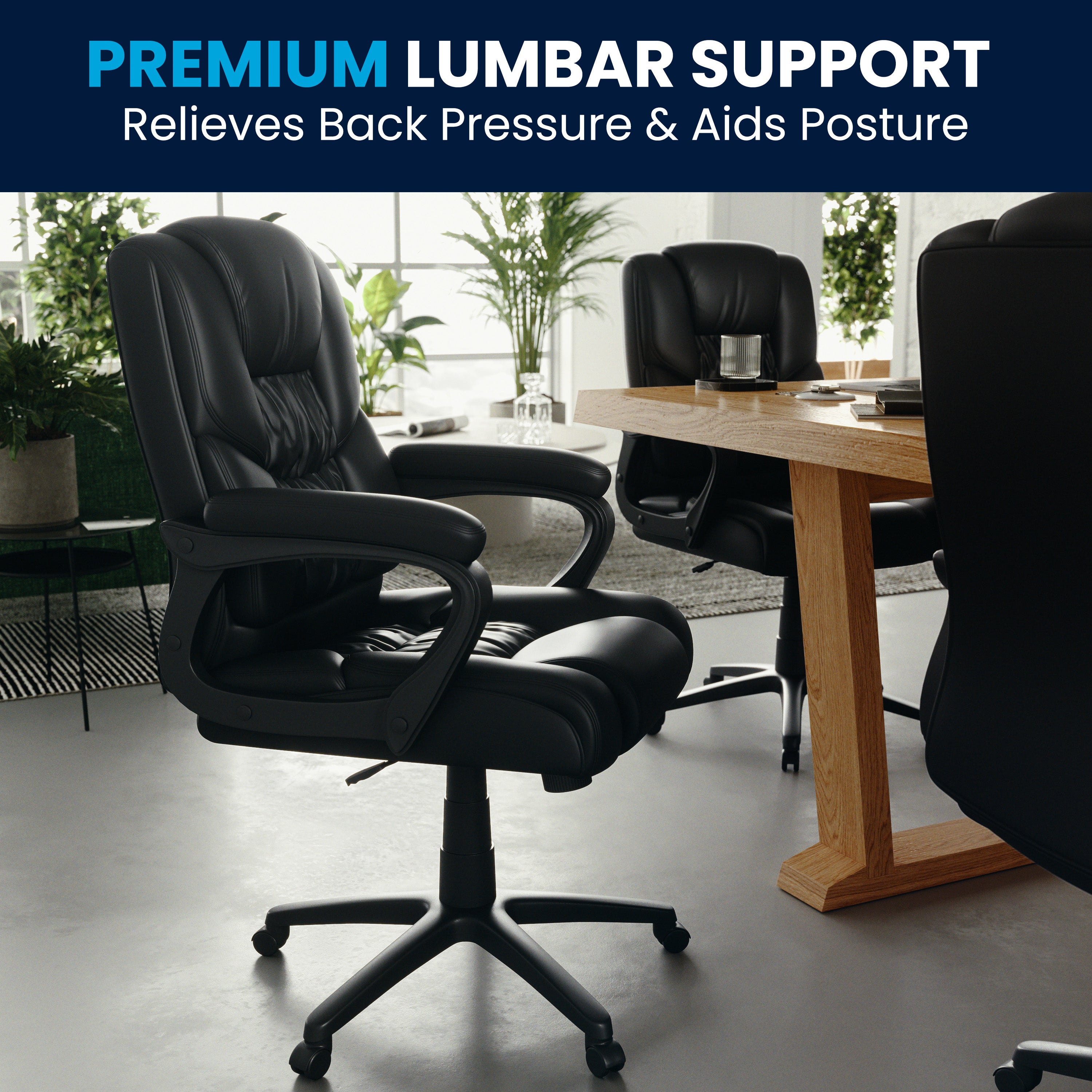 Flash Fundamentals Big & Tall 400 lb. Rated LeatherSoft Swivel Office Chair with Padded Arms