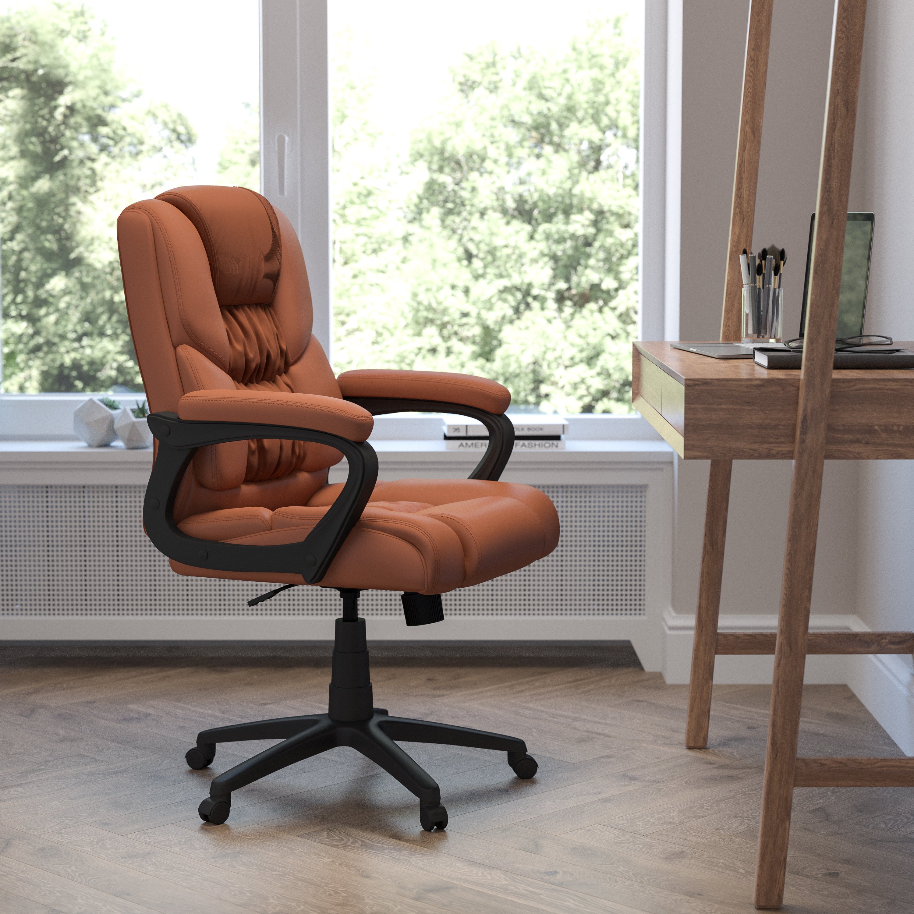 Flash Fundamentals Big & Tall 400 lb. Rated LeatherSoft Swivel Office Chair with Padded Arms
