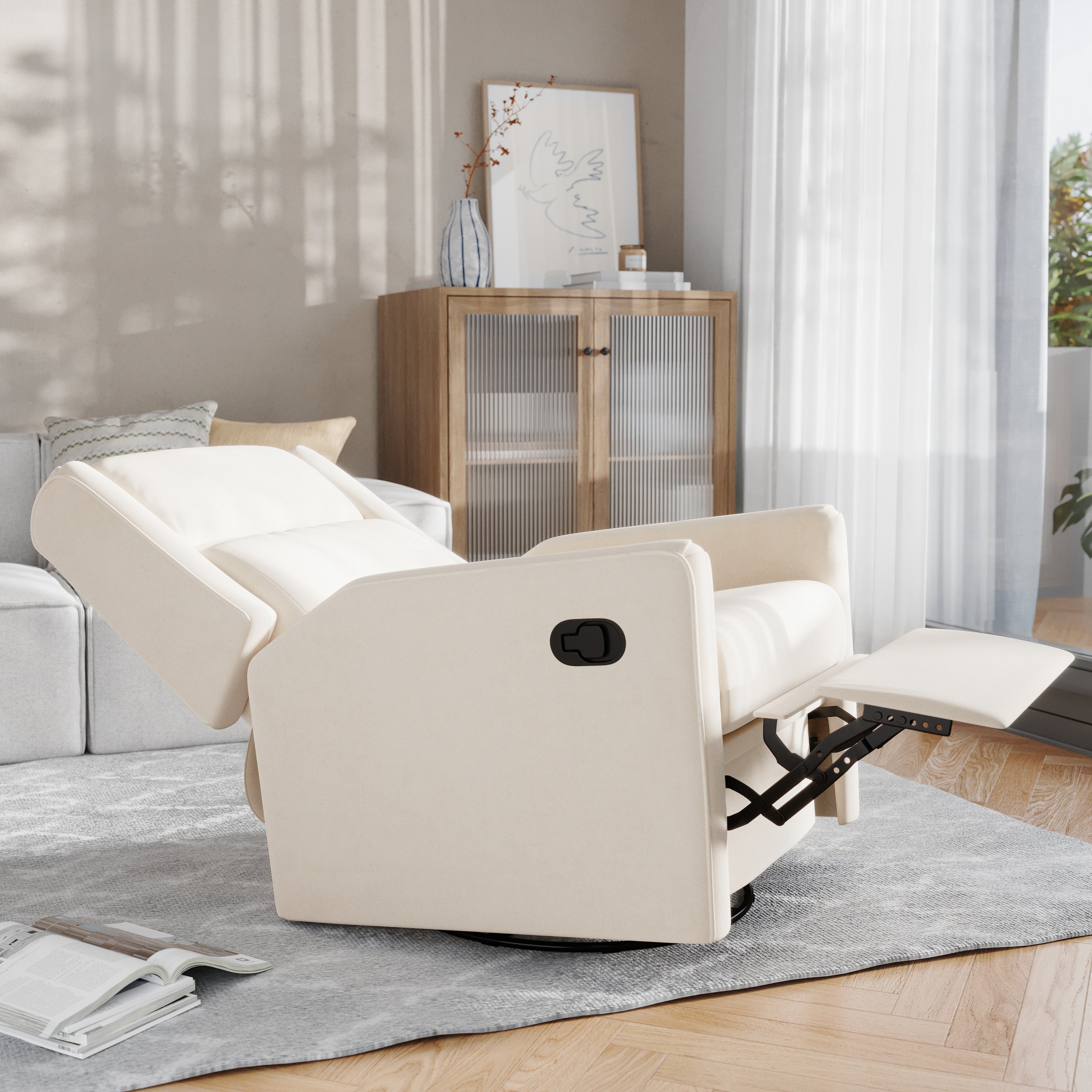 Cash Swivel Glider Rocker Recliner Chair, Manual 360 Degree Swivel Recliner Perfect for Living Room, Bedroom, or Nursery