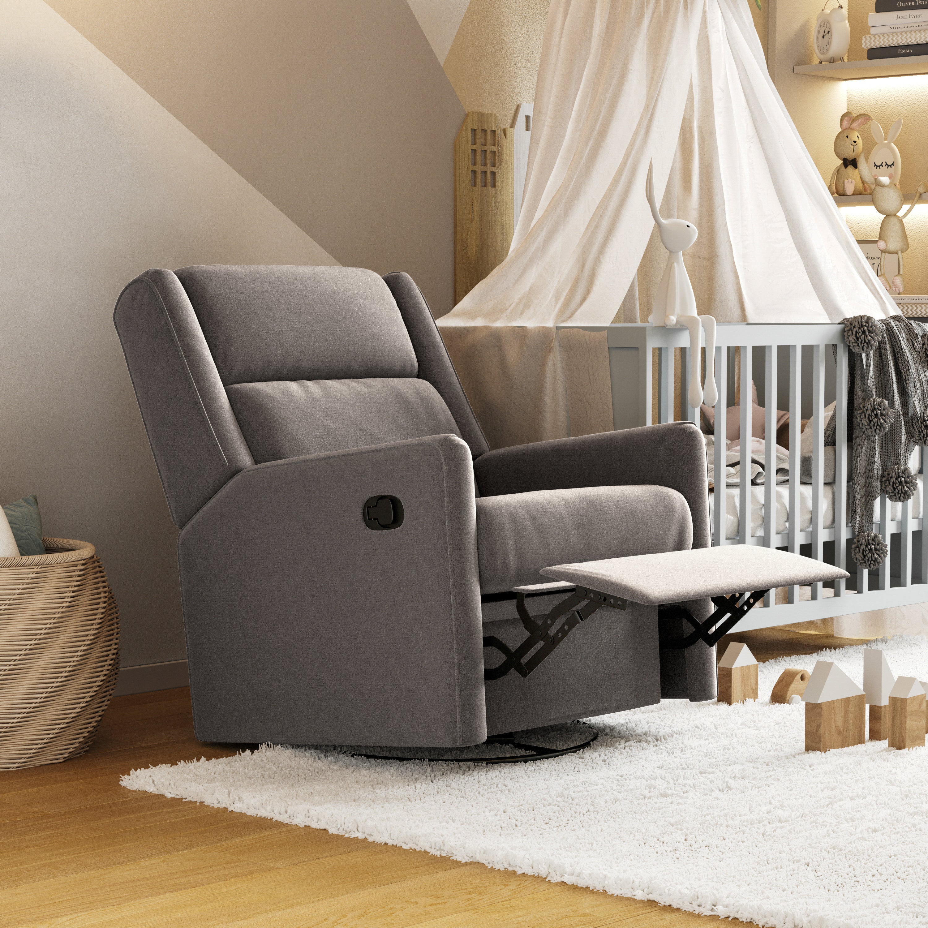 Cash Swivel Glider Rocker Recliner Chair, Manual 360 Degree Swivel Recliner Perfect for Living Room, Bedroom, or Nursery