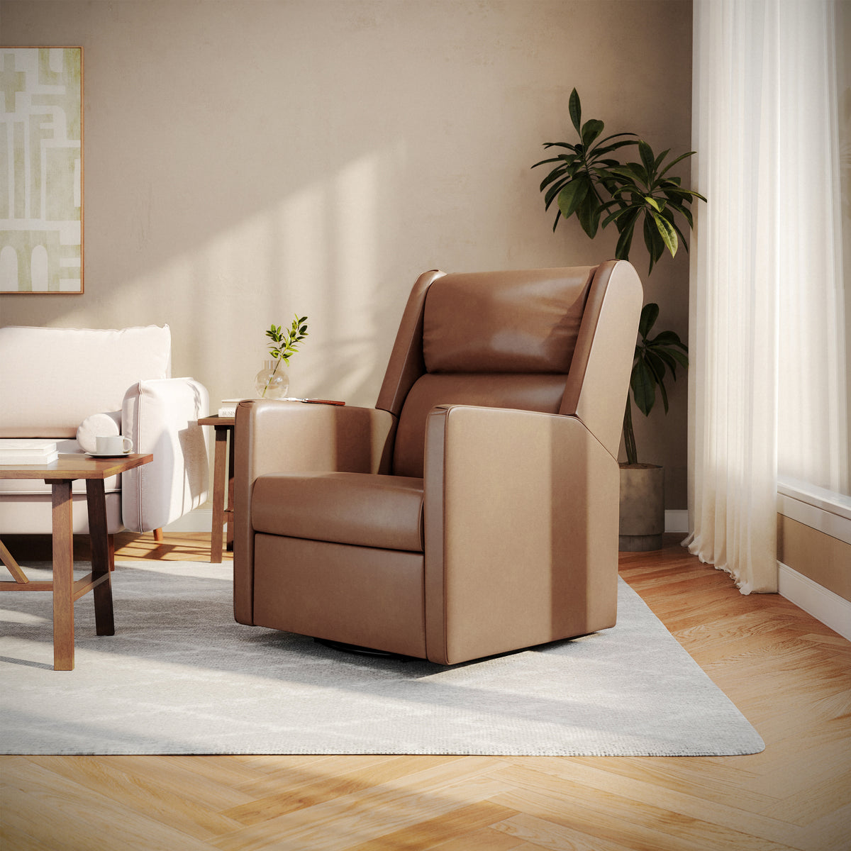 Cash Swivel Glider Rocker Manual Recliner Chair, 270 Degree Swivel, USB/USB-C Charging Ports, Perfect for Living Room or Nursery