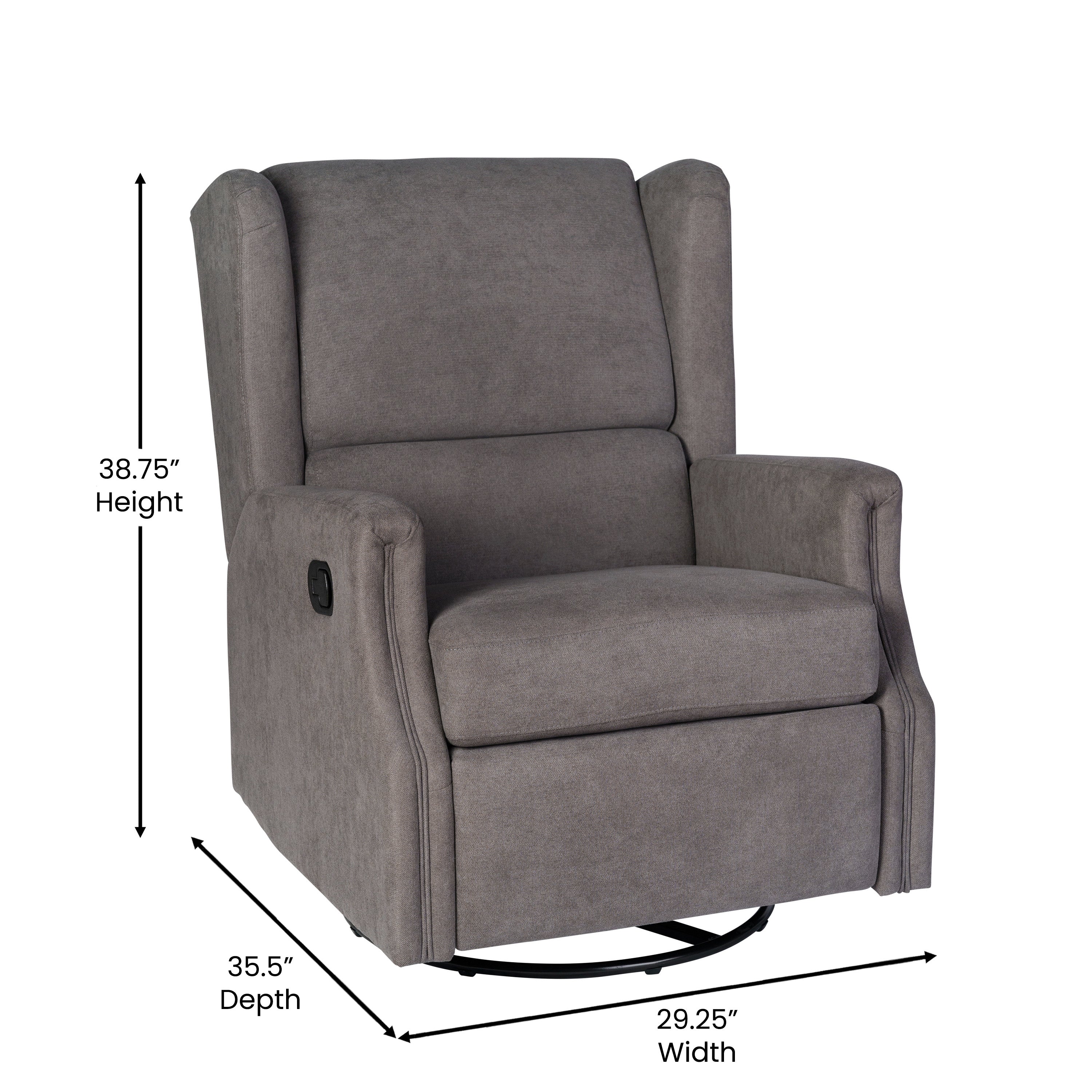 Omma Swivel Glider Rocker Recliner Chair, Manual 360 Degree Swivel Wingback Recliner Perfect for Living Room, Bedroom, or Nursery