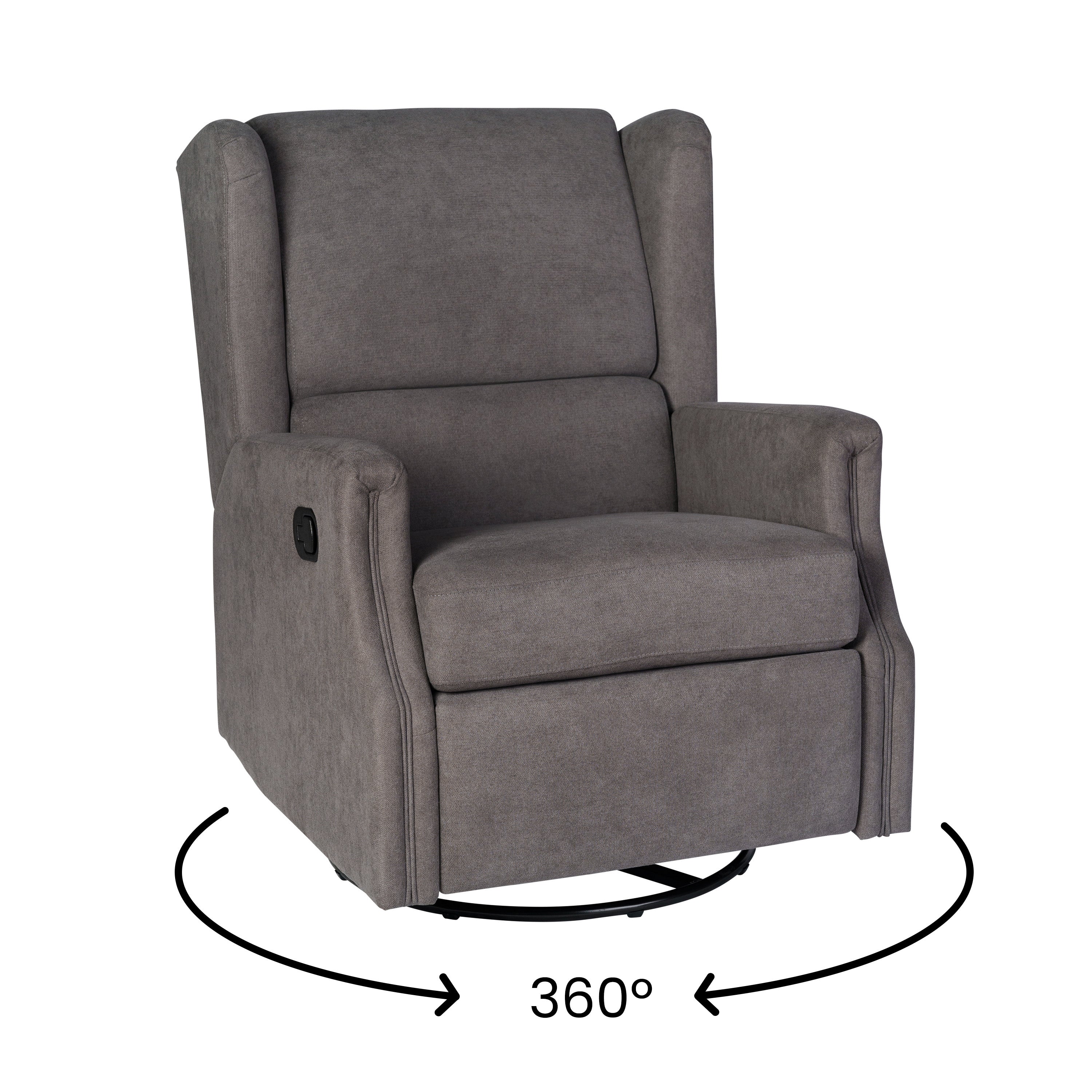 Omma Swivel Glider Rocker Recliner Chair, Manual 360 Degree Swivel Wingback Recliner Perfect for Living Room, Bedroom, or Nursery
