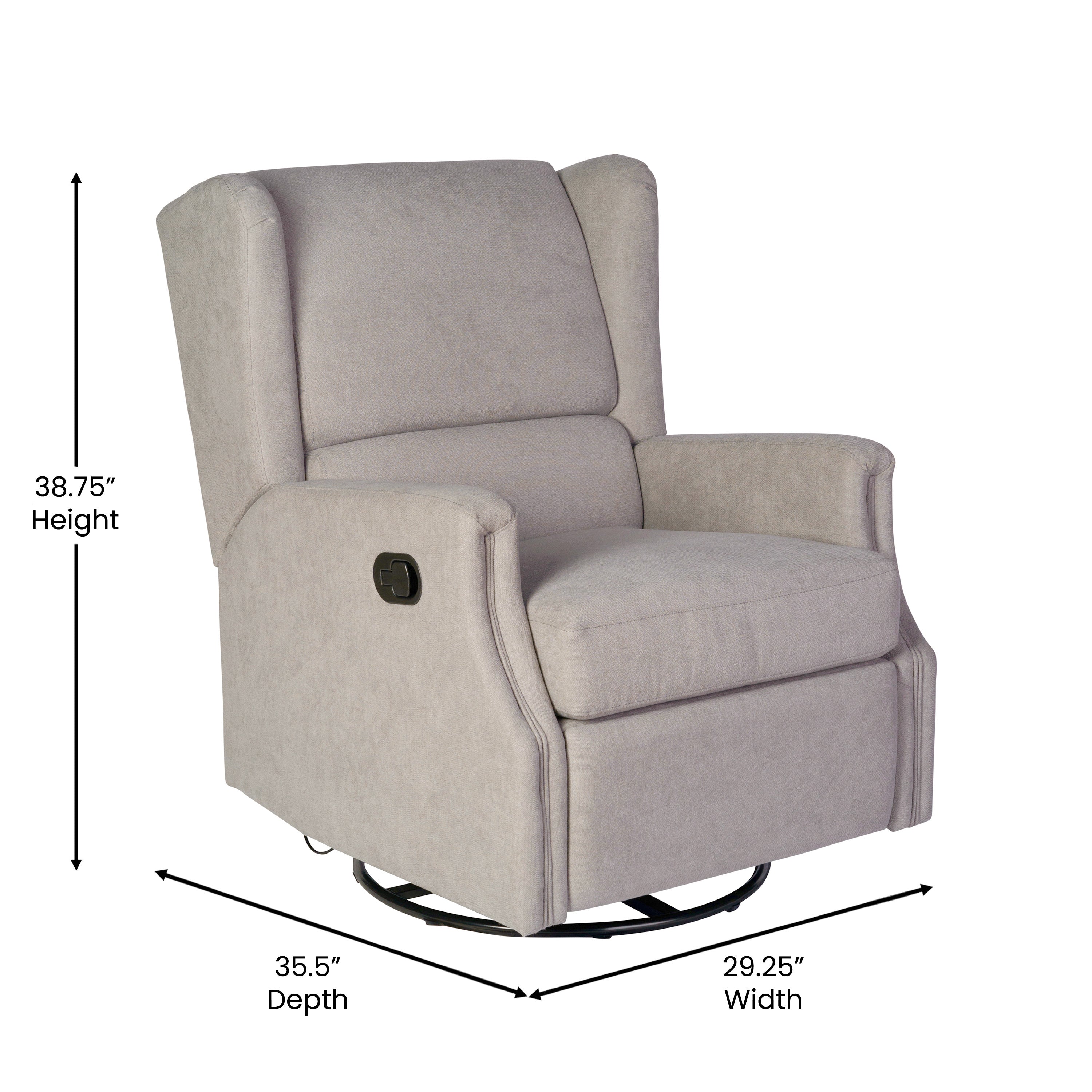 Omma Swivel Glider Rocker Recliner Chair, Manual 360 Degree Swivel Wingback Recliner Perfect for Living Room, Bedroom, or Nursery