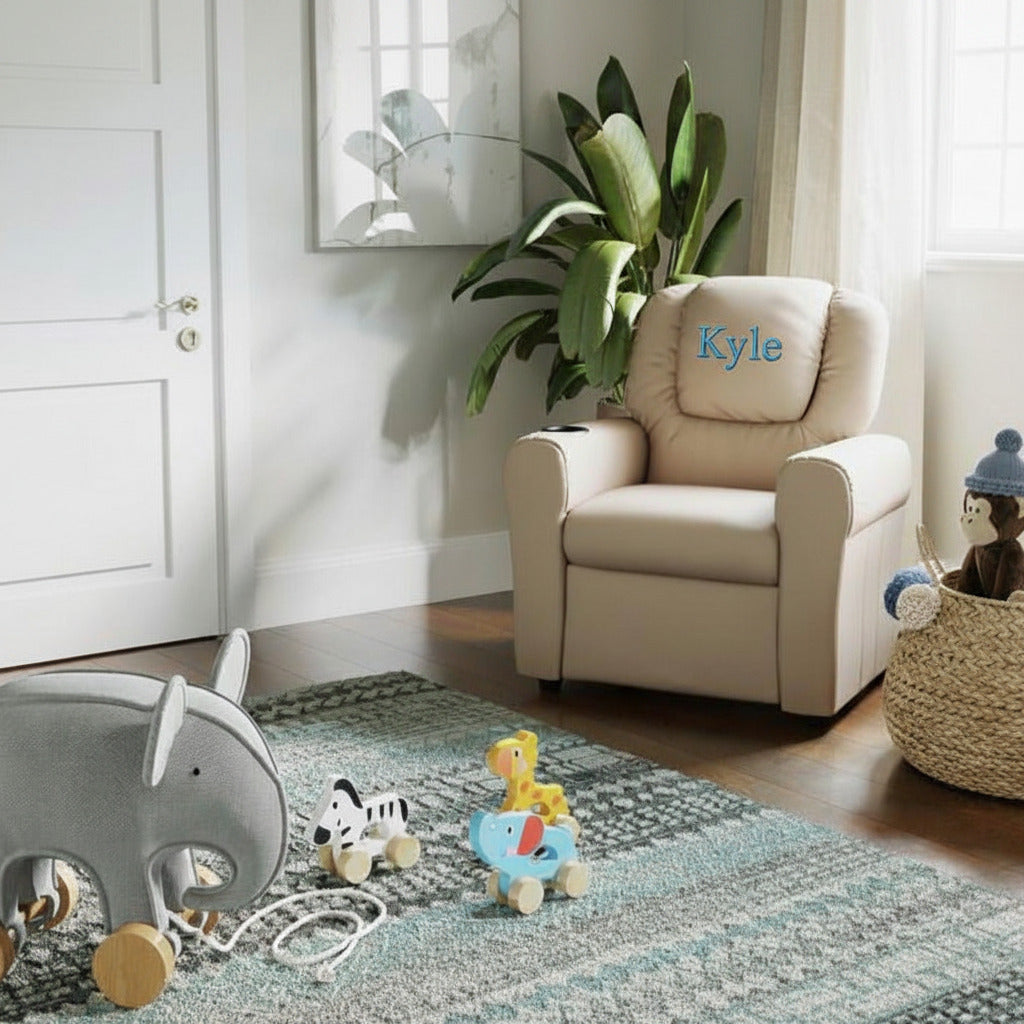 Personalized Kids Recliner with Cup Holder and Headrest