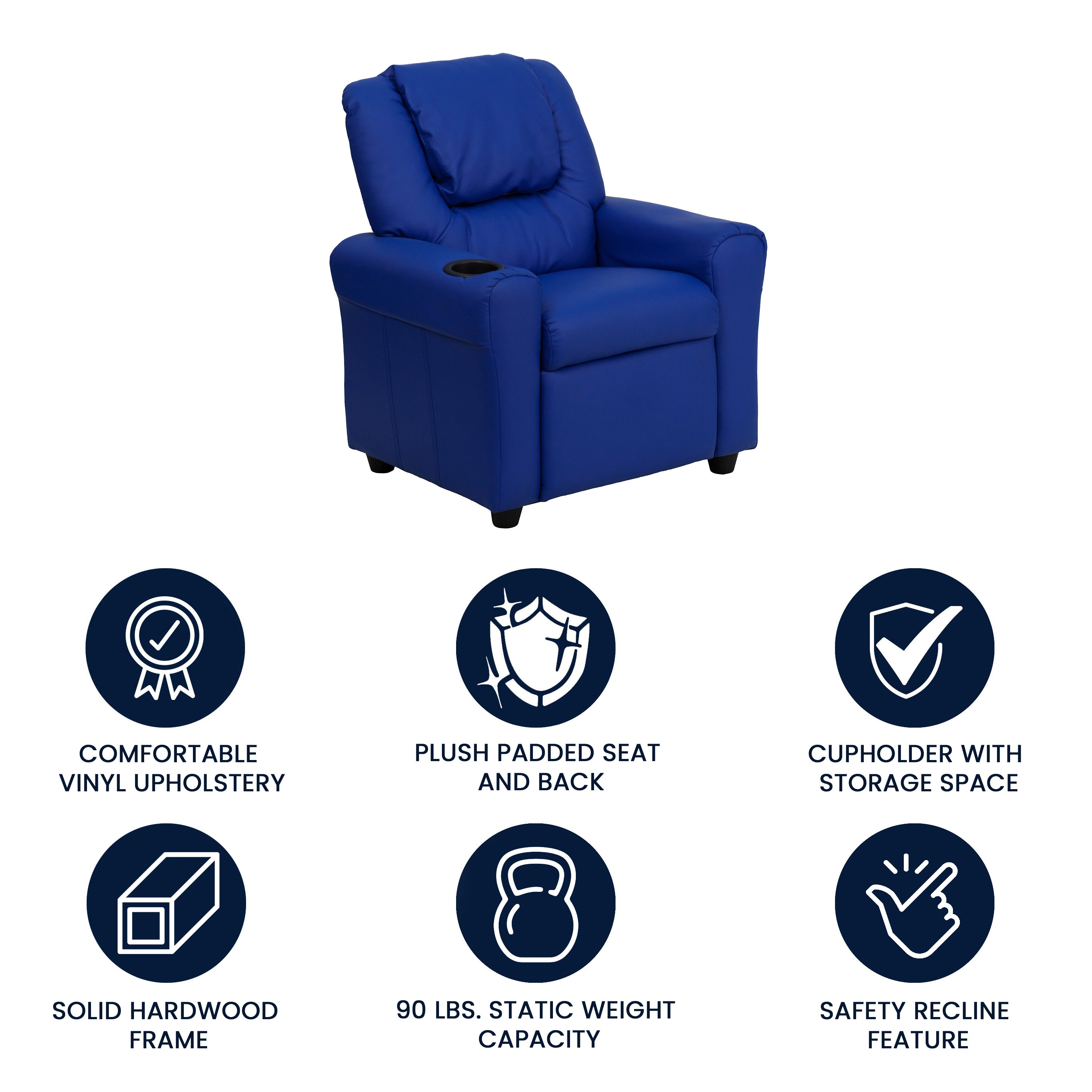 Contemporary Kids Recliner with Cup Holder and Headrest