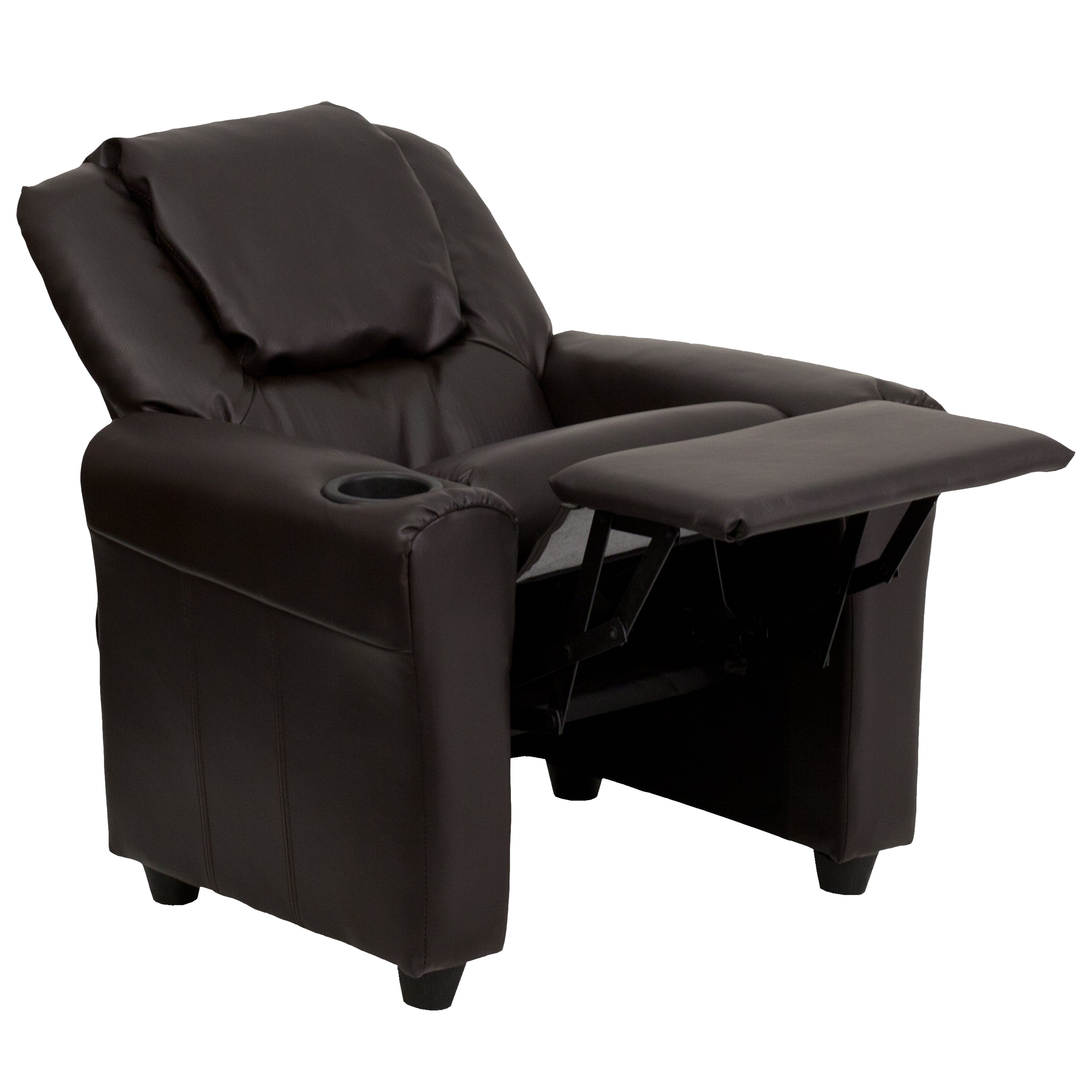 Contemporary Kids Recliner with Cup Holder and Headrest