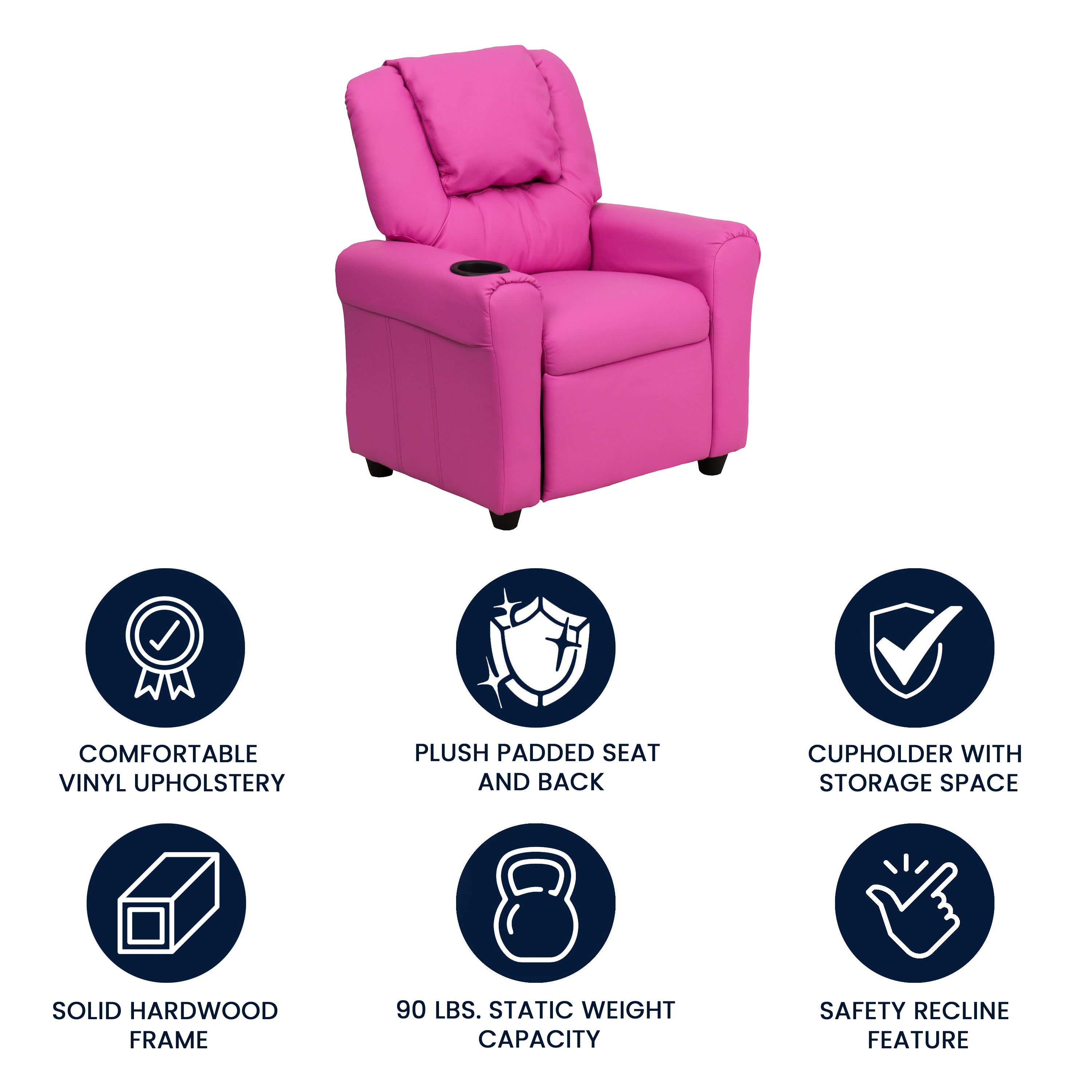 Contemporary Kids Recliner with Cup Holder and Headrest