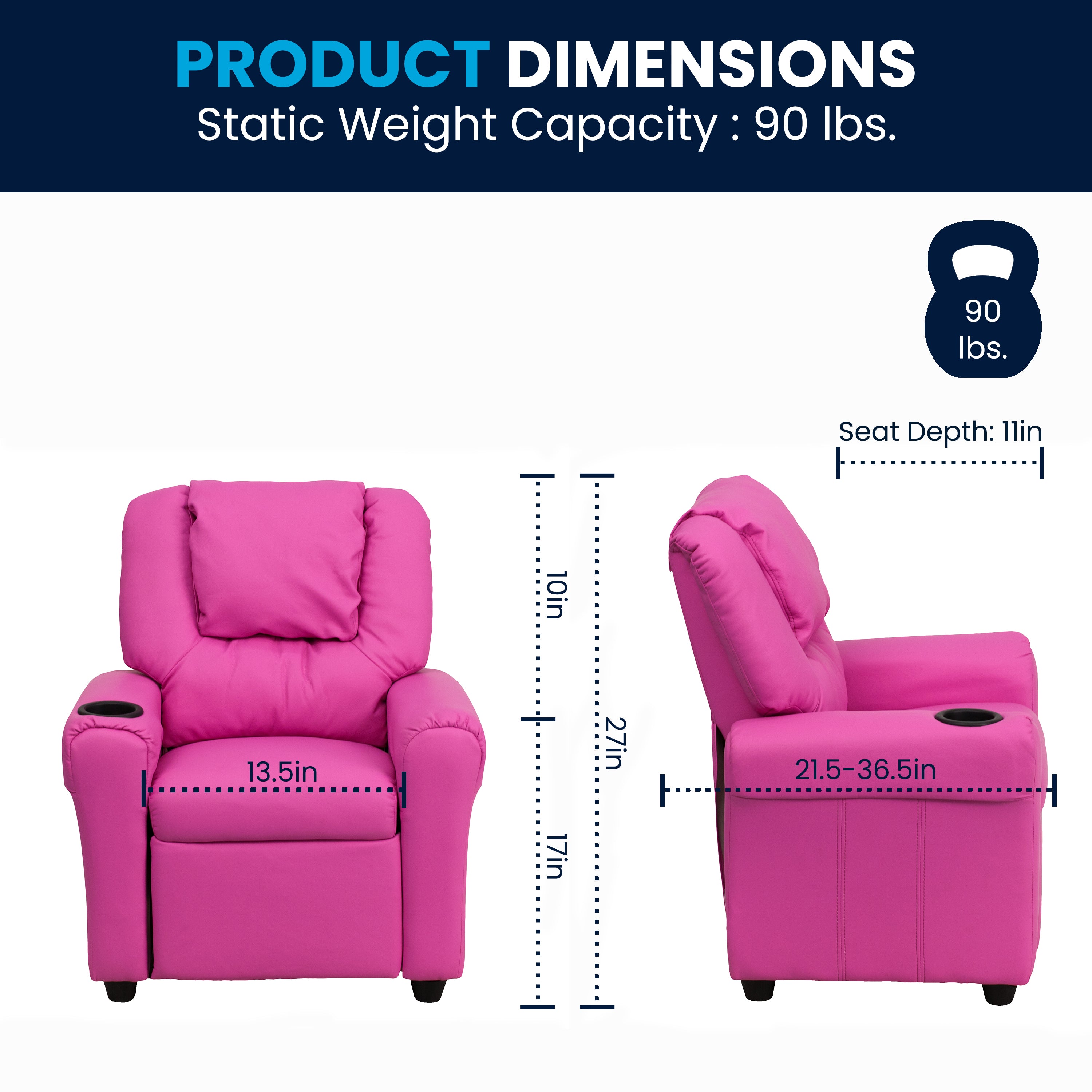 Contemporary Kids Recliner with Cup Holder and Headrest