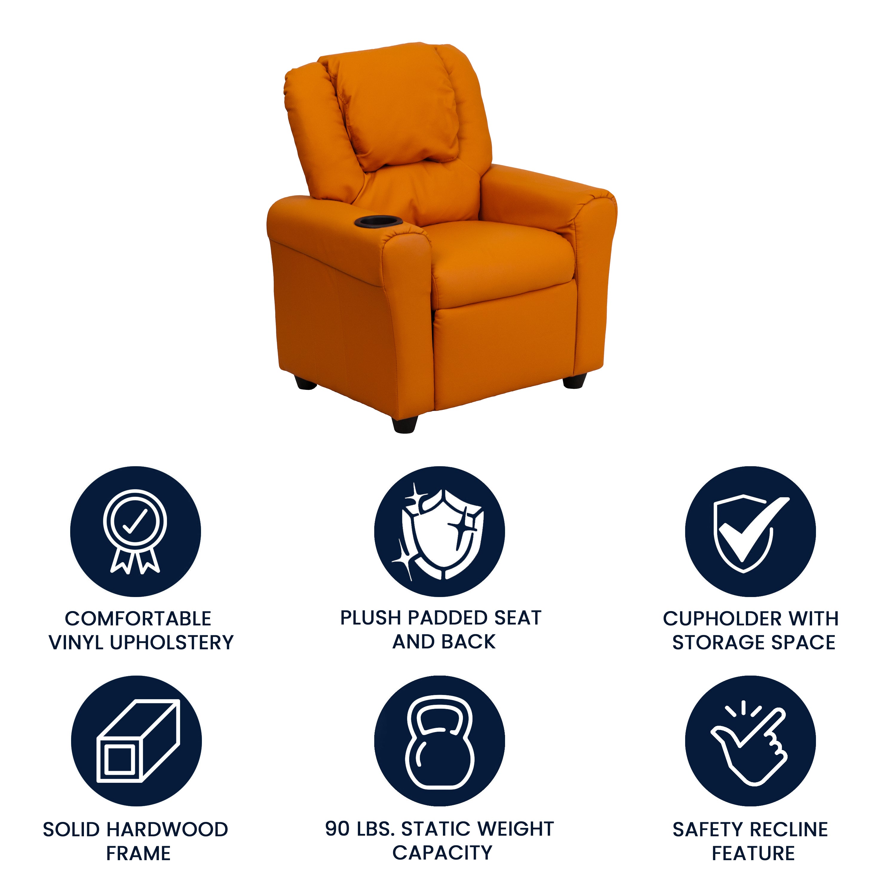 Contemporary Kids Recliner with Cup Holder and Headrest