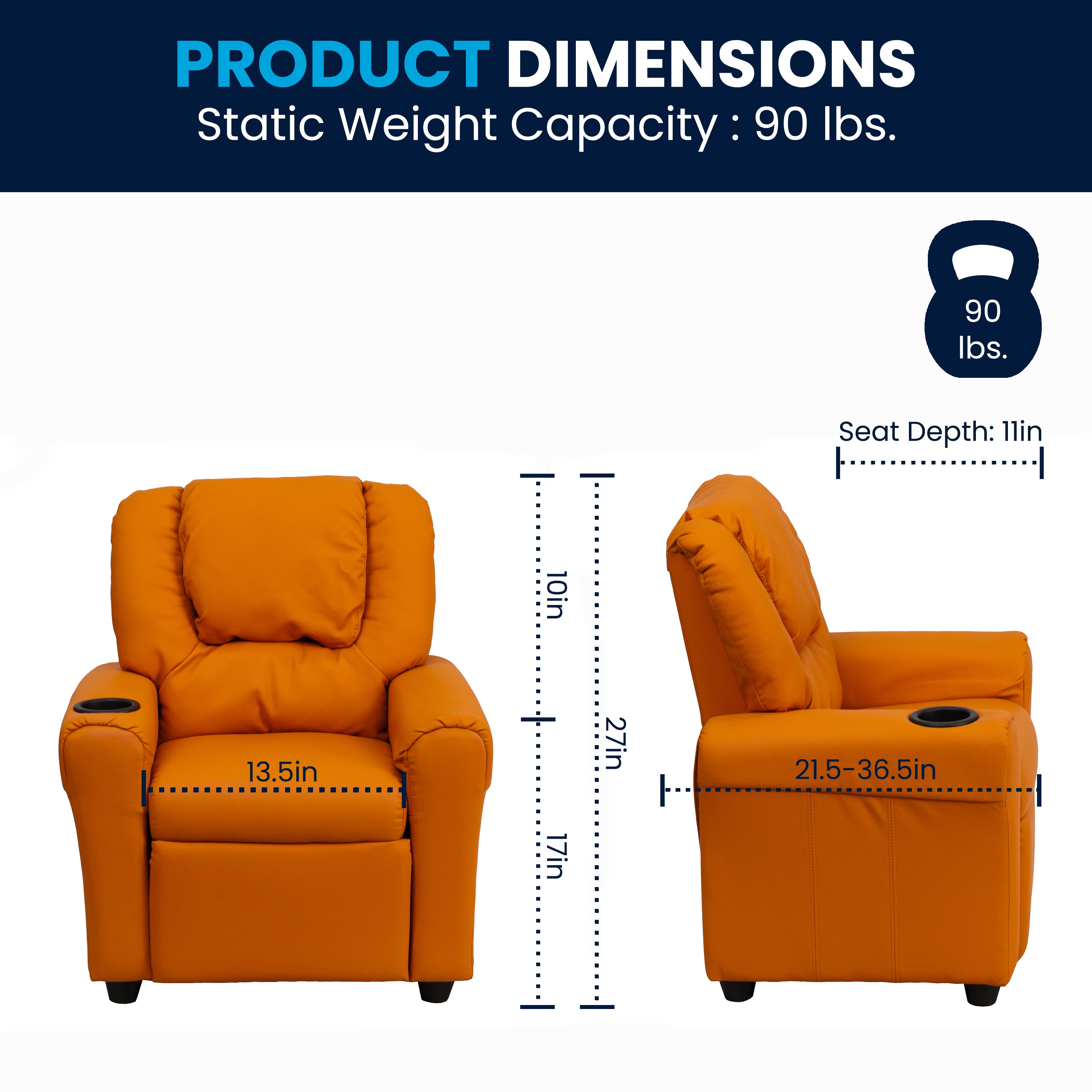 Contemporary Kids Recliner with Cup Holder and Headrest