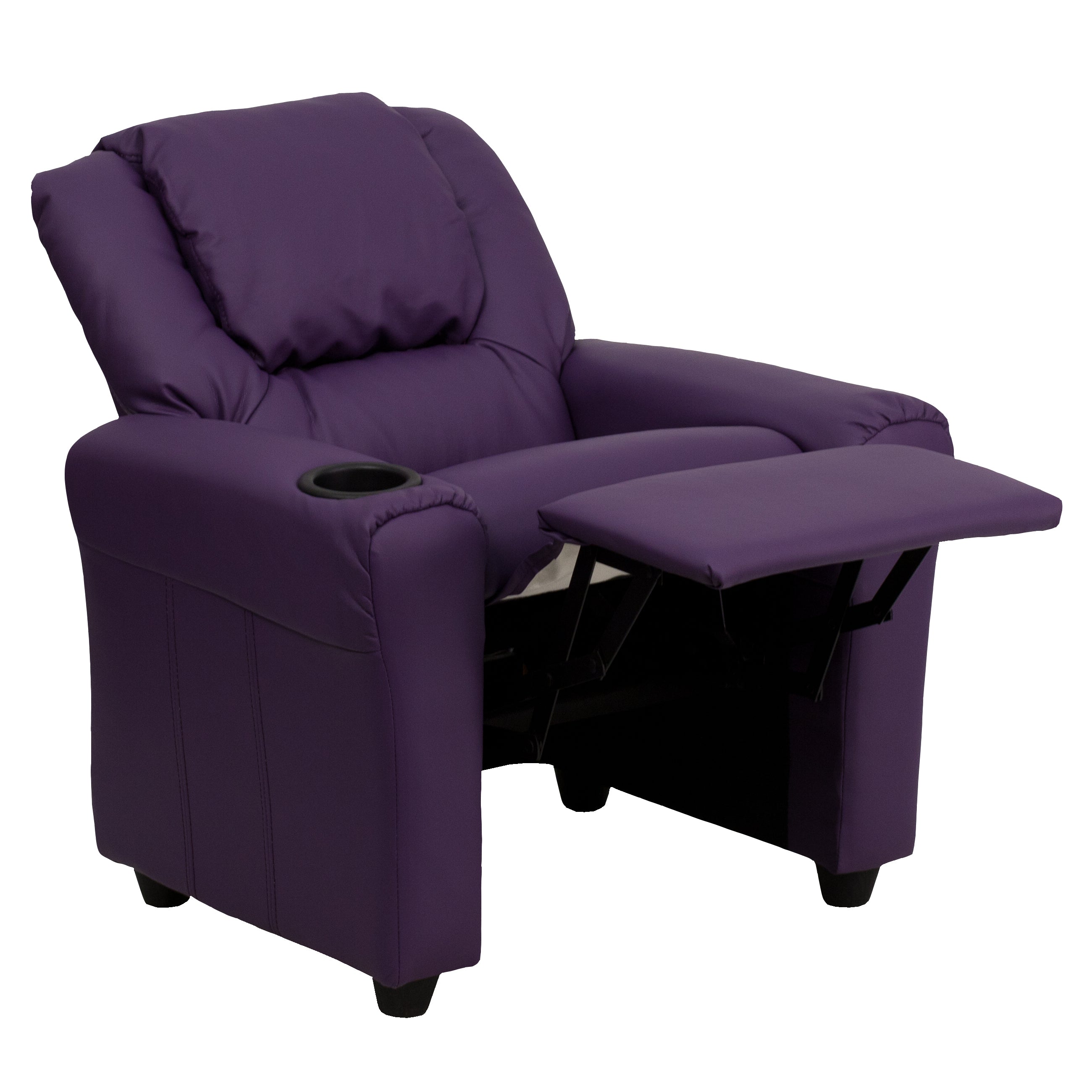 Contemporary Kids Recliner with Cup Holder and Headrest