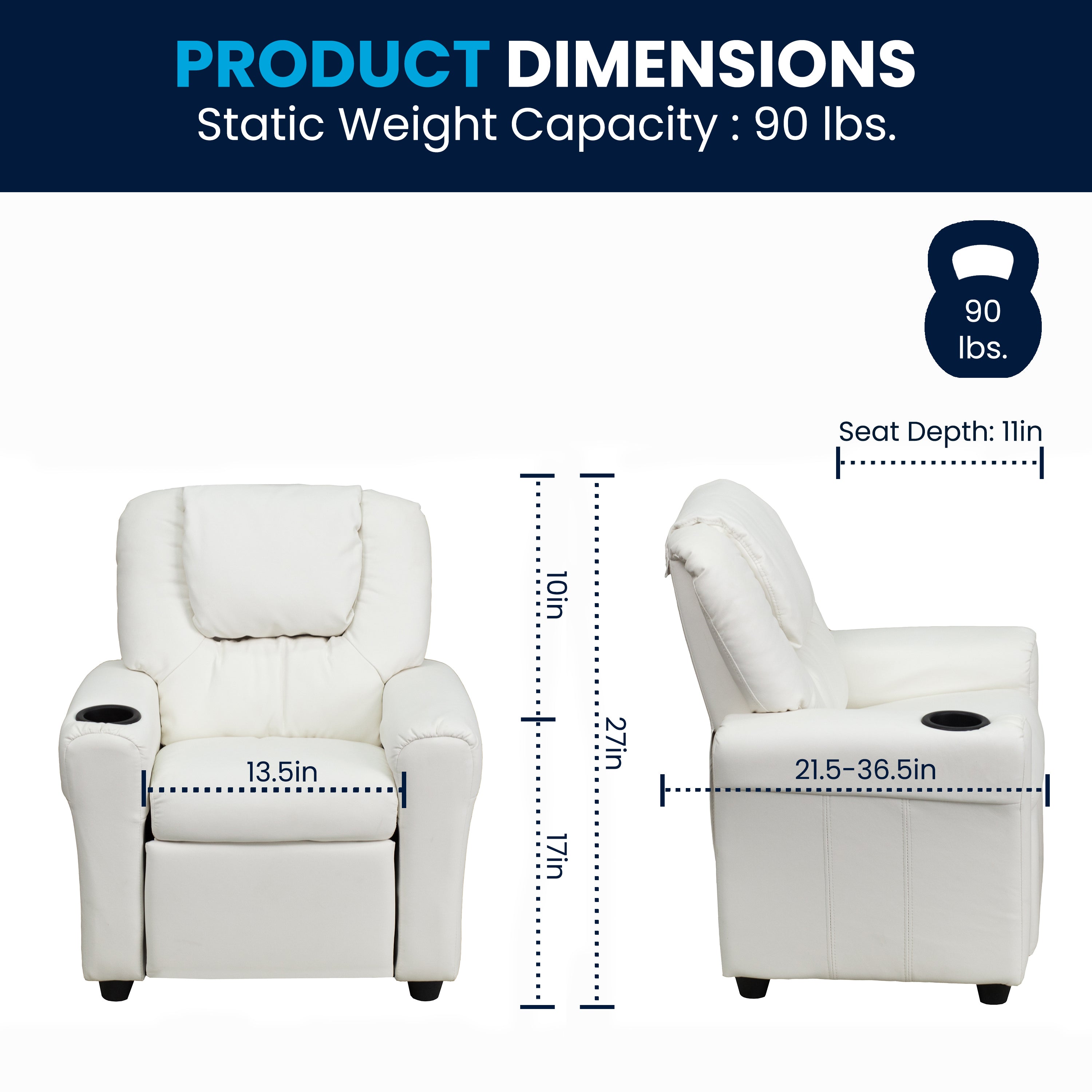 Contemporary Kids Recliner with Cup Holder and Headrest