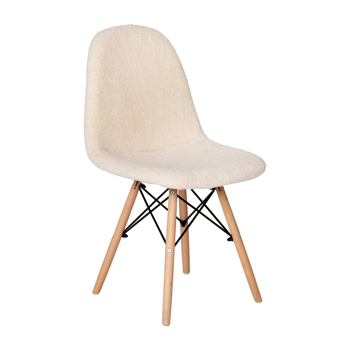 Zula Modern Padded Armless Faux Shearling Accent Chair with Beechwood Legs